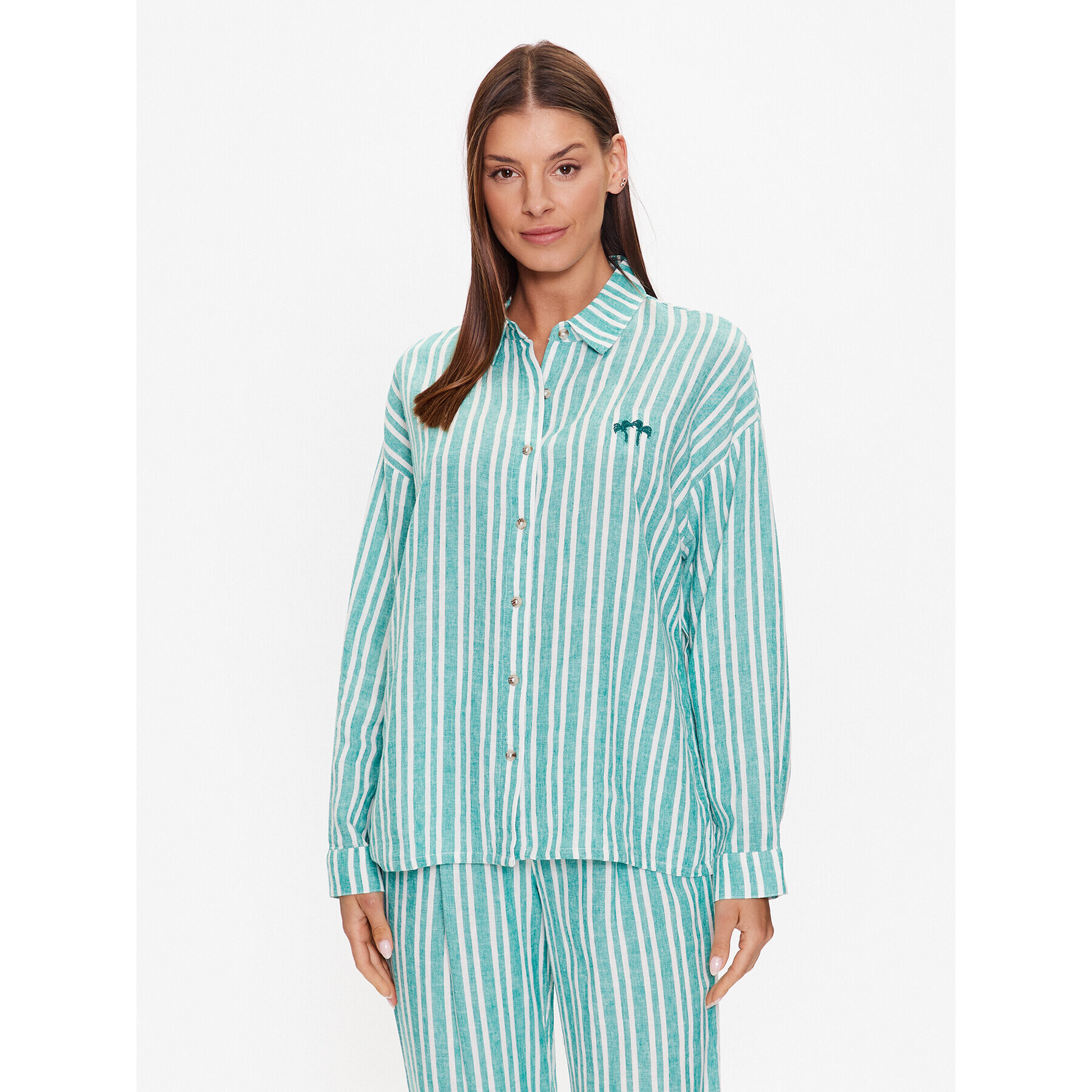 Etam Cămașă pijama 6539396 Verde Relaxed Fit - Pled.ro