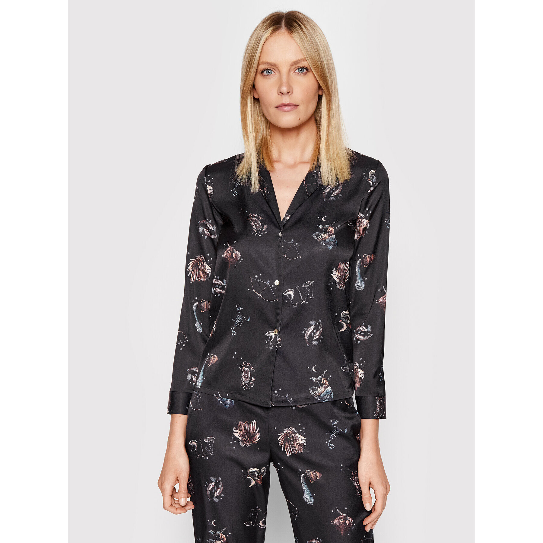 Etam Cămașă pijama Asthro 6531061 Negru Regular Fit - Pled.ro