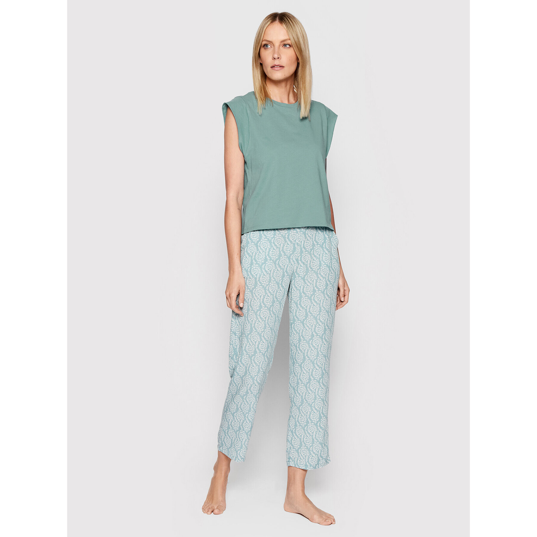 Etam Cămașă pijama Gaela 6534185 Verde Regular Fit - Pled.ro