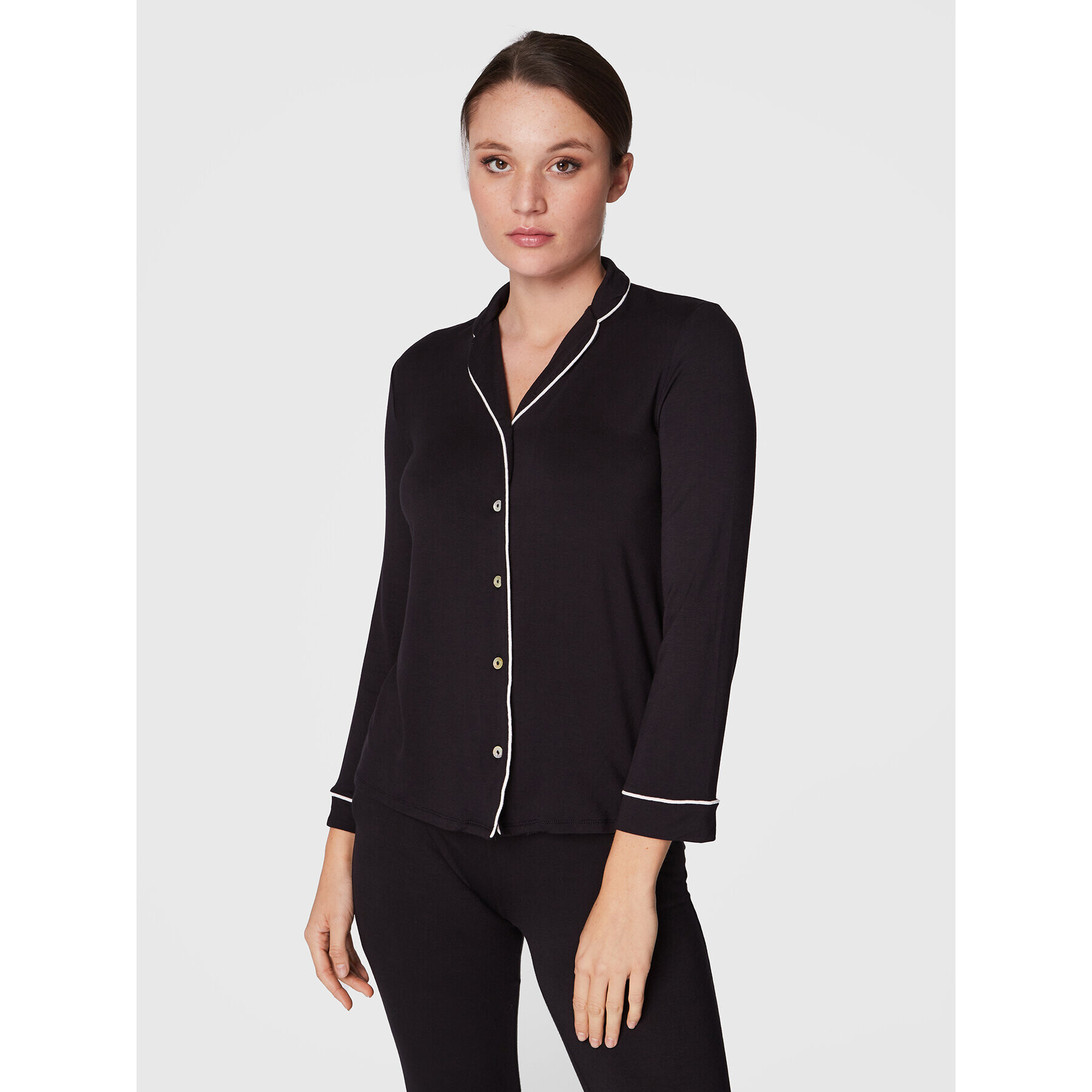 Etam Cămașă pijama Jaelle 6524025 Negru Regular Fit - Pled.ro