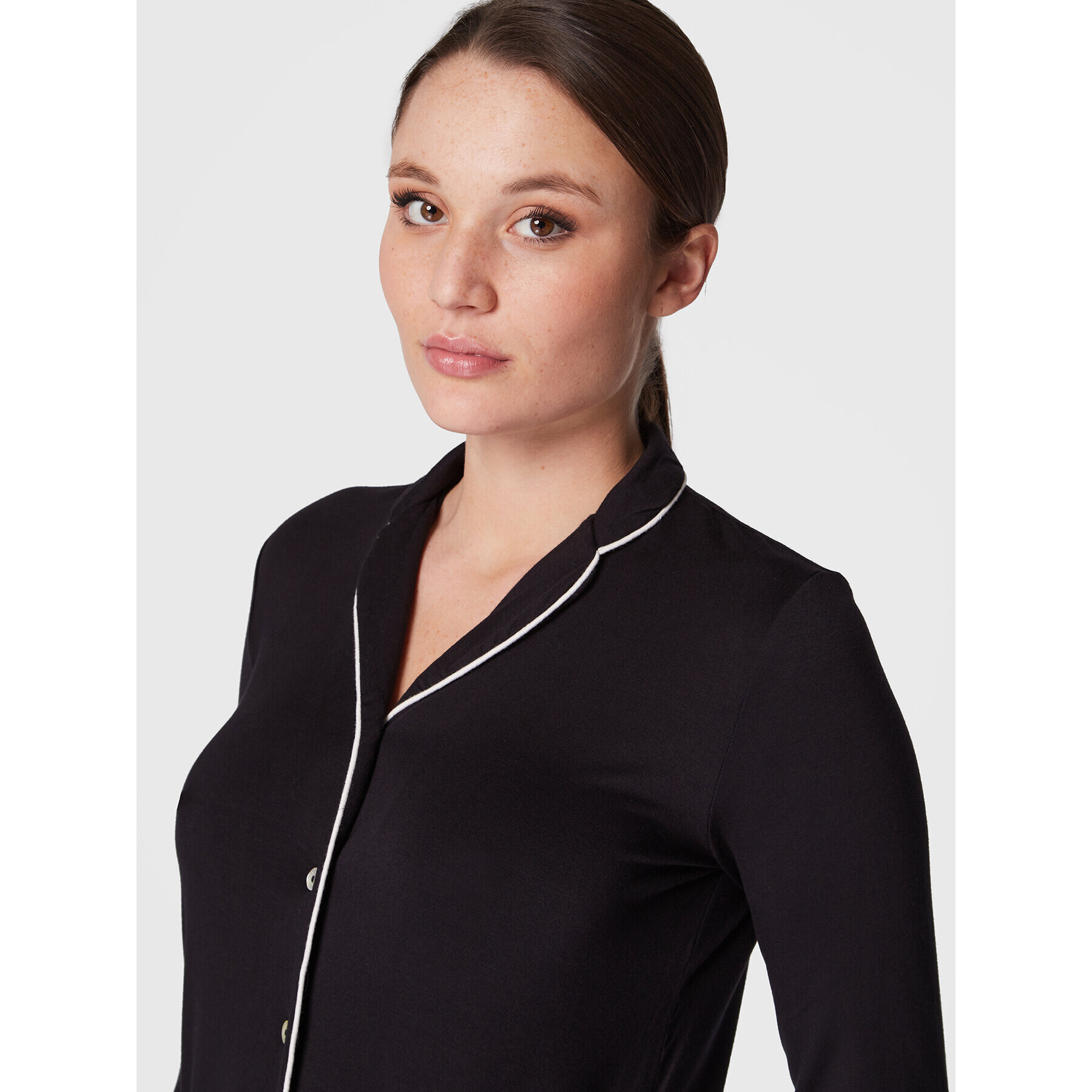 Etam Cămașă pijama Jaelle 6524025 Negru Regular Fit - Pled.ro