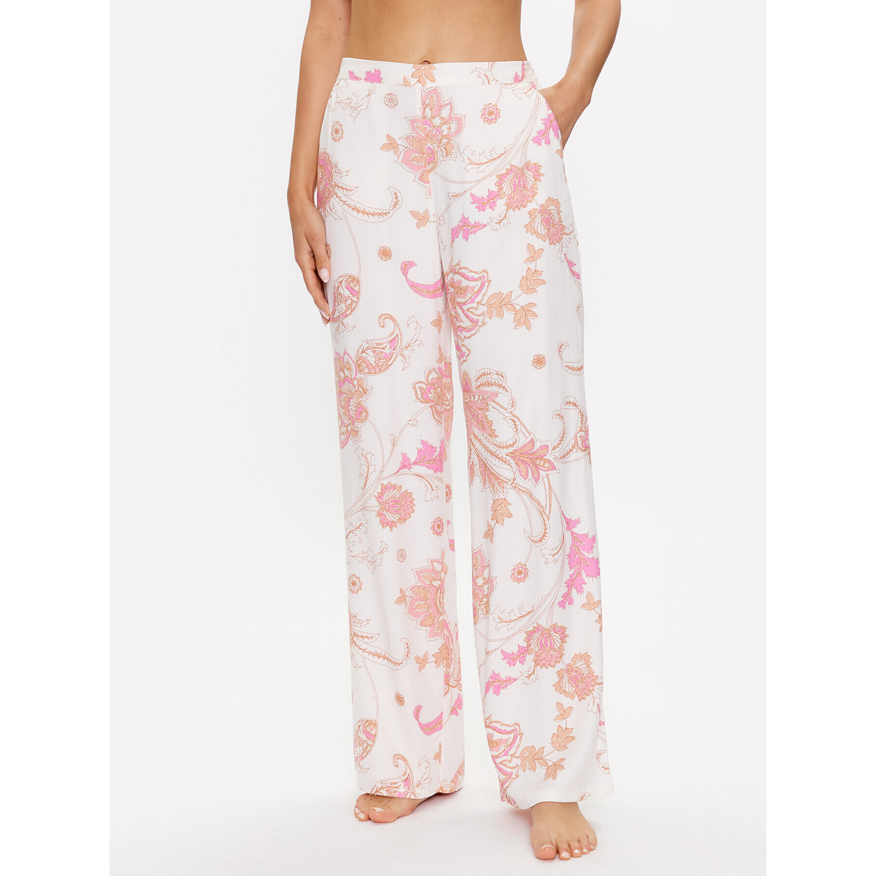 Etam Pantaloni pijama 6539426 Écru Relaxed Fit - Pled.ro