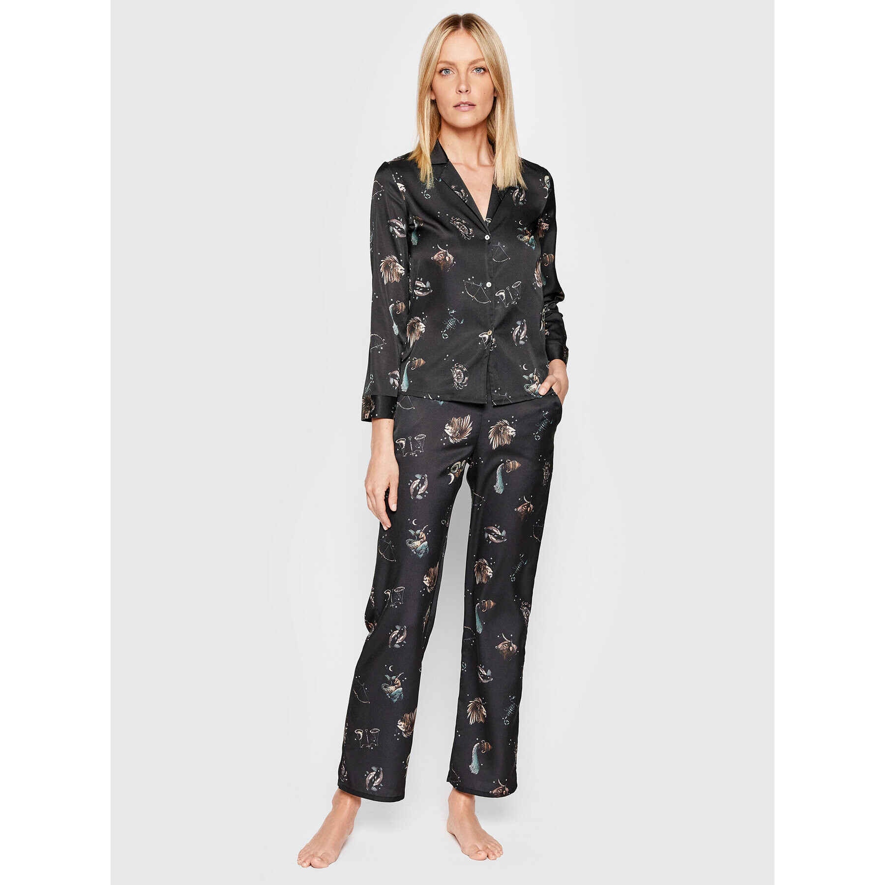 Etam Pantaloni pijama Asthro 6531062 Negru Regular Fit - Pled.ro