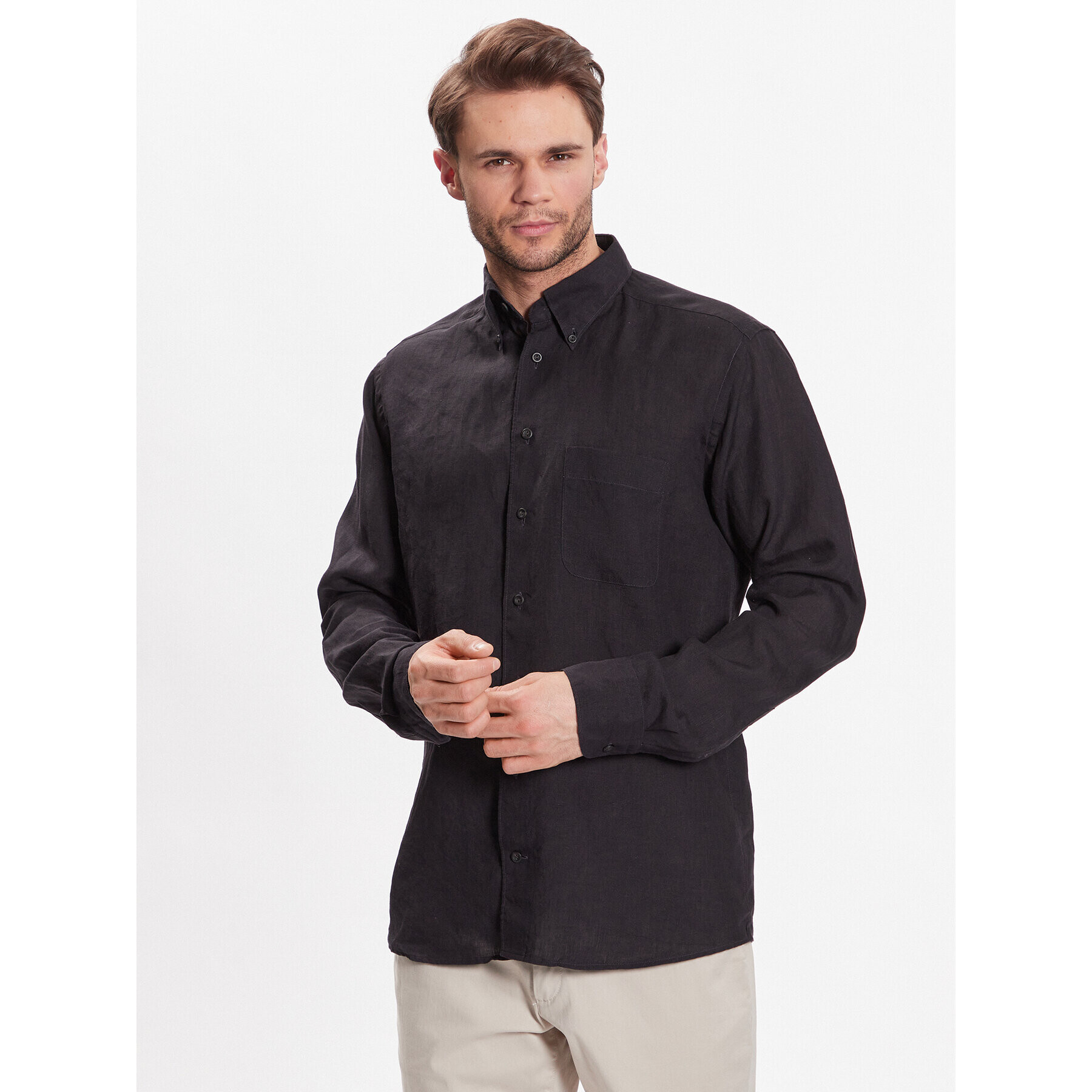 Eton Cămașă 100004200 Negru Slim Fit - Pled.ro