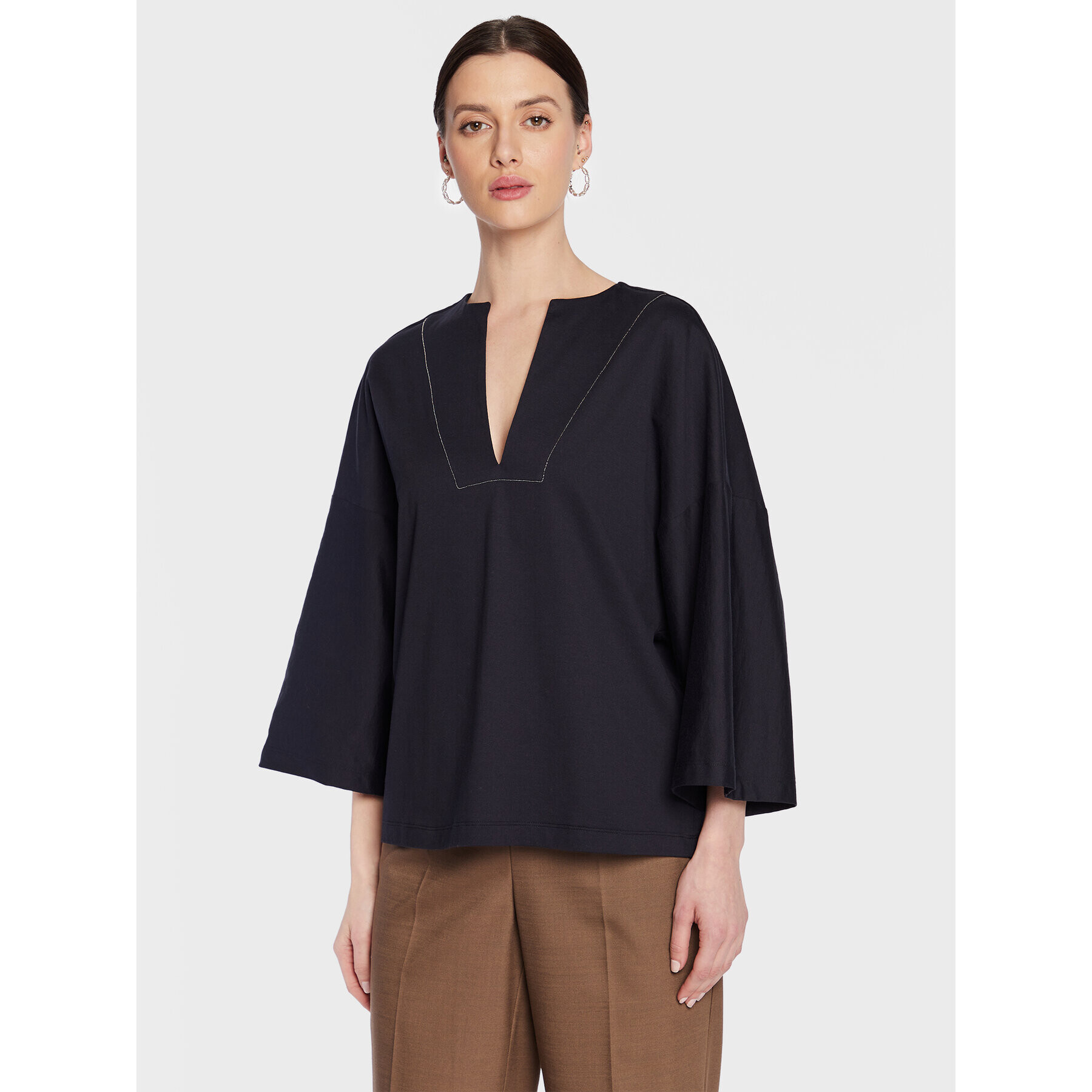 Fabiana Filippi Bluză JED273W136 Bleumarin Relaxed Fit - Pled.ro