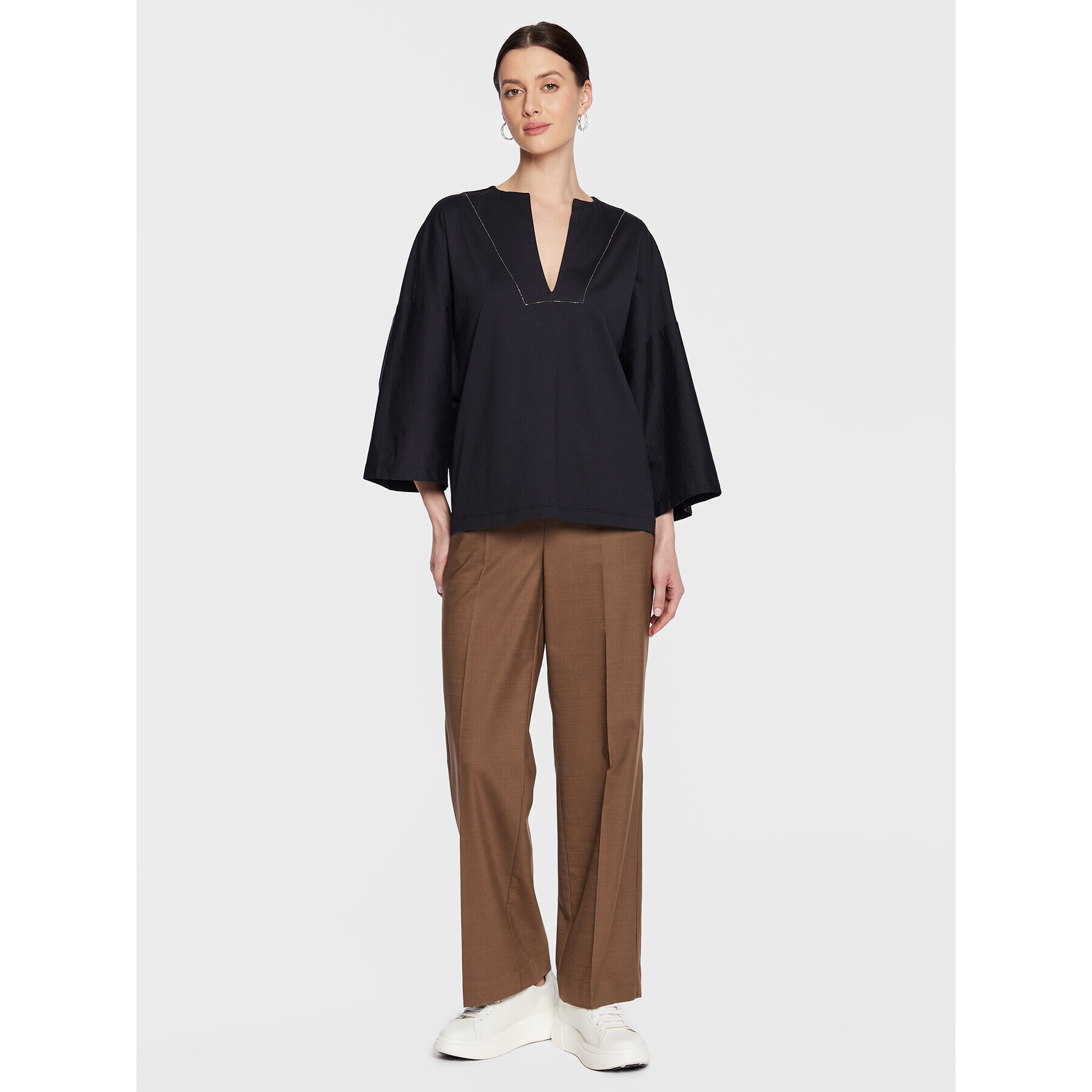 Fabiana Filippi Bluză JED273W136 Bleumarin Relaxed Fit - Pled.ro