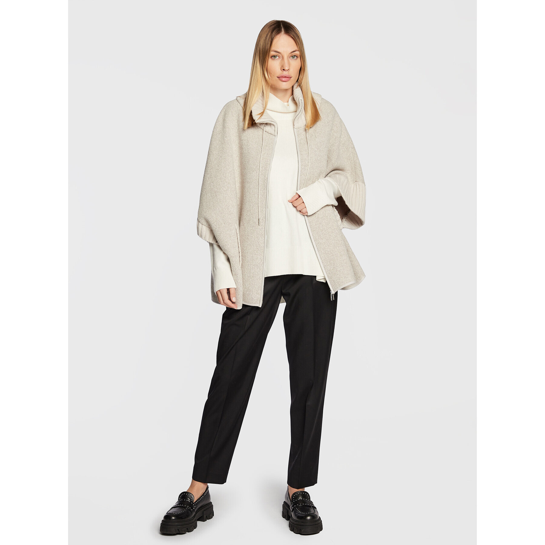 Fabiana Filippi Cardigan CTD222W255 Gri Oversize - Pled.ro