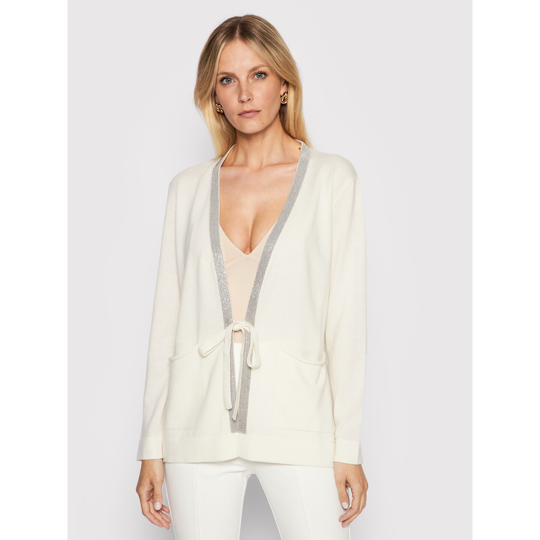 Fabiana Filippi Cardigan MAD272B609 Bej Regular Fit - Pled.ro