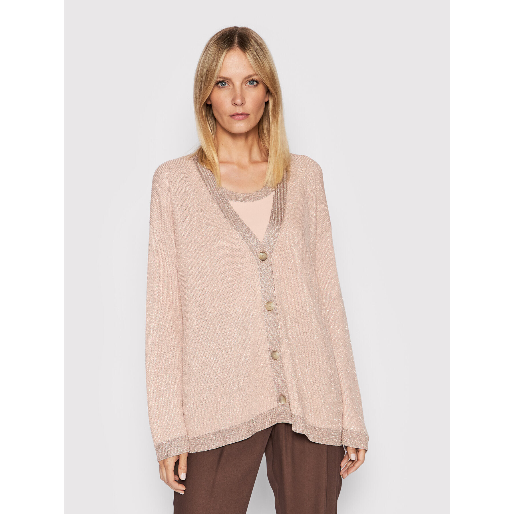 Fabiana Filippi Cardigan MAD272W037 Roz Oversize - Pled.ro