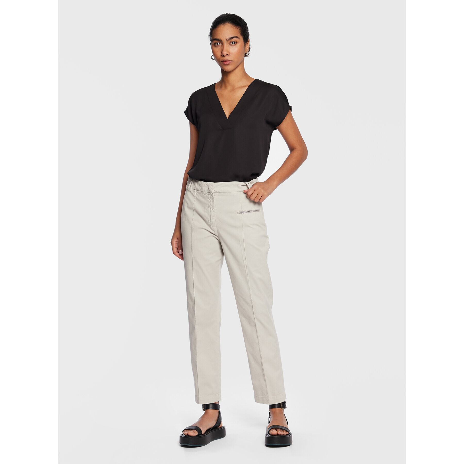 Fabiana Filippi Pantaloni din material PAD222W373 Gri Slim Fit - Pled.ro