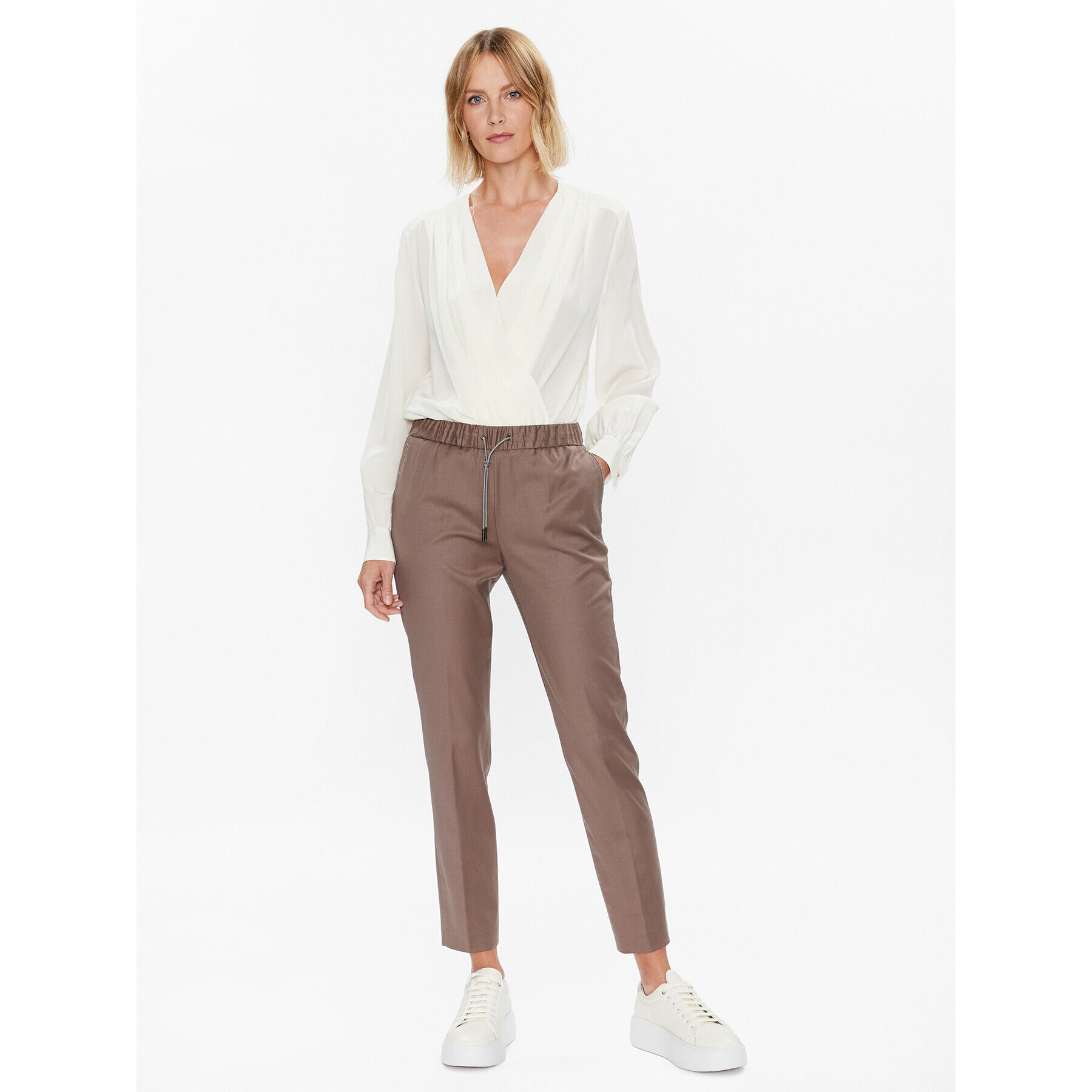 Fabiana Filippi Pantaloni din material PADP02W361 Maro Regular Fit - Pled.ro