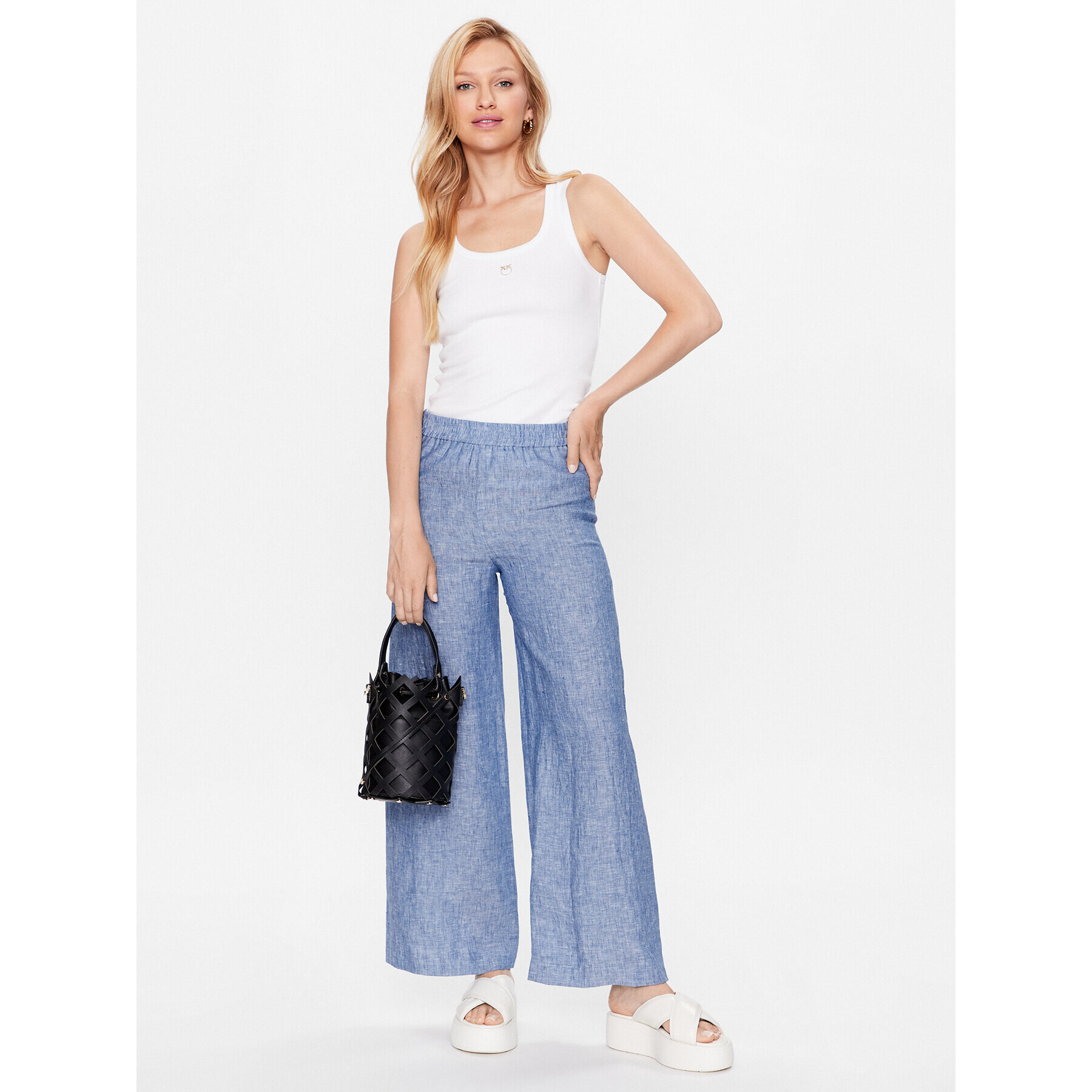 Fabiana Filippi Pantaloni din material PADP02W389 Albastru Relaxed Fit - Pled.ro