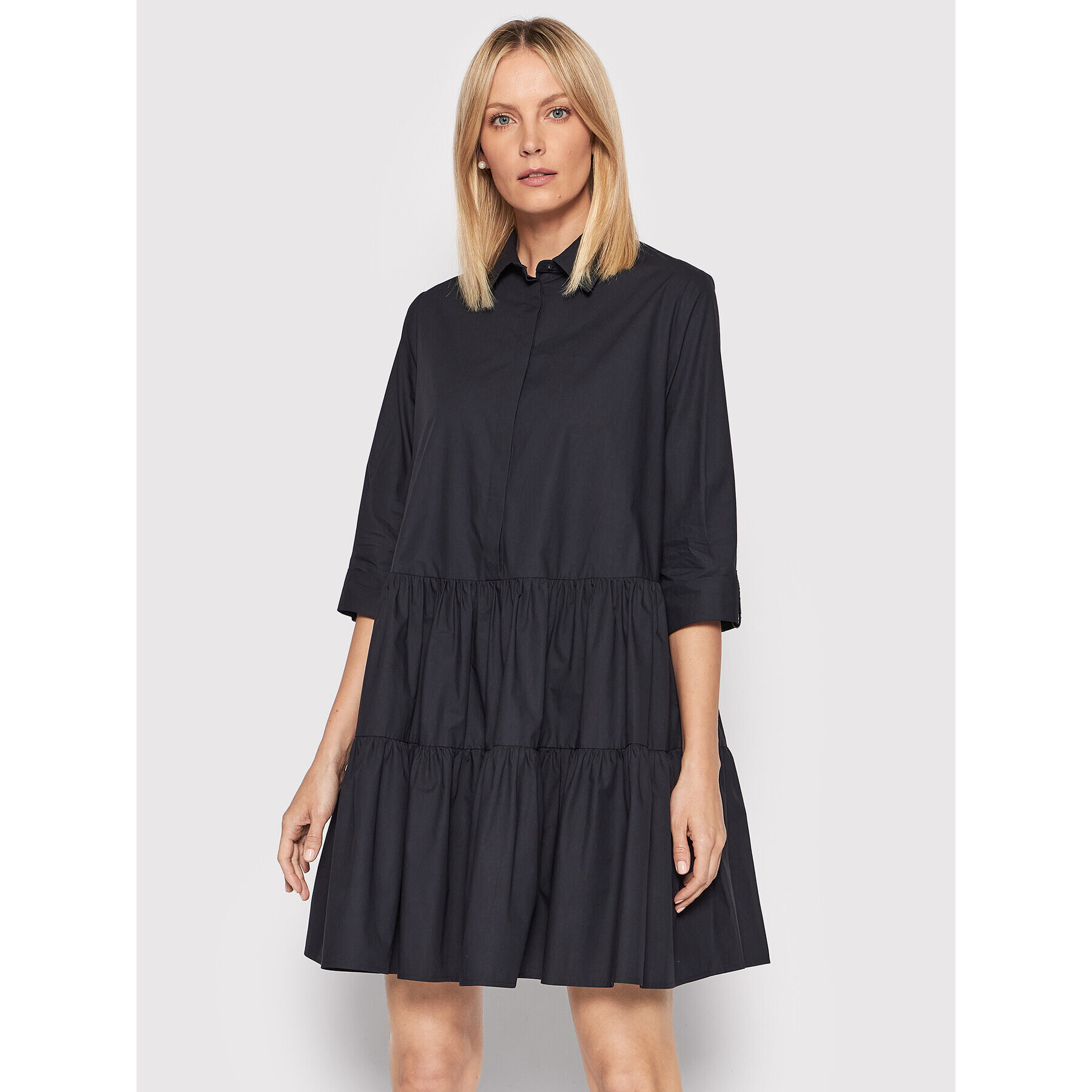 Fabiana Filippi Rochie tip cămașă ABD272W170 Negru Regular Fit - Pled.ro