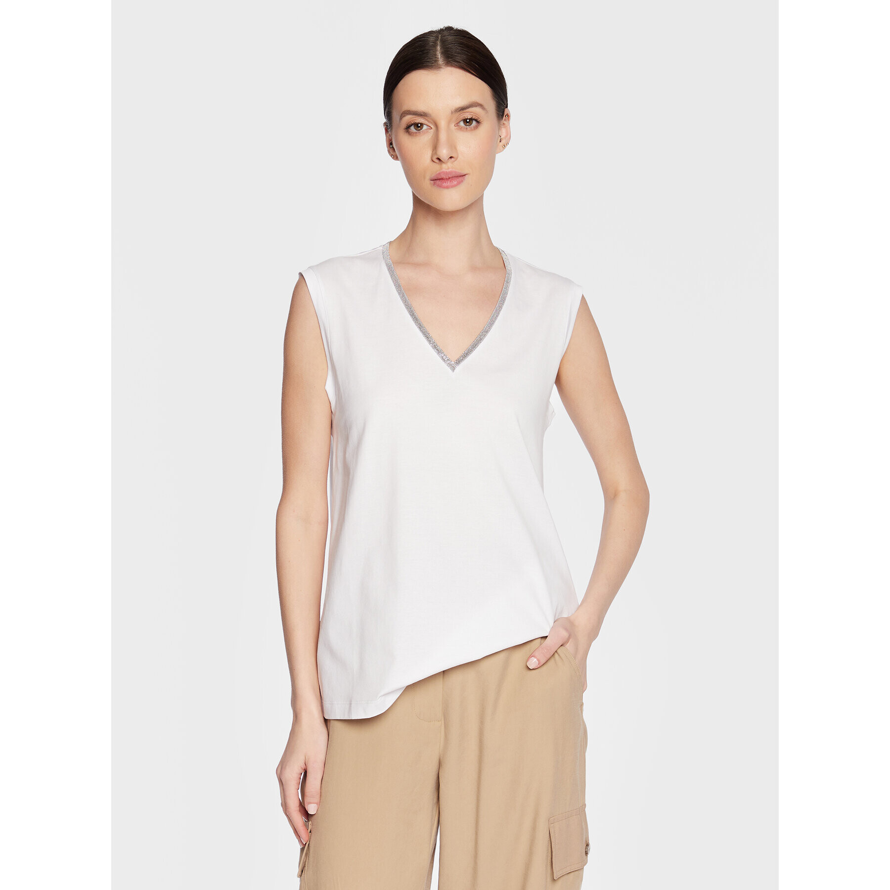 Fabiana Filippi Top JED273W138 Alb Regular Fit - Pled.ro