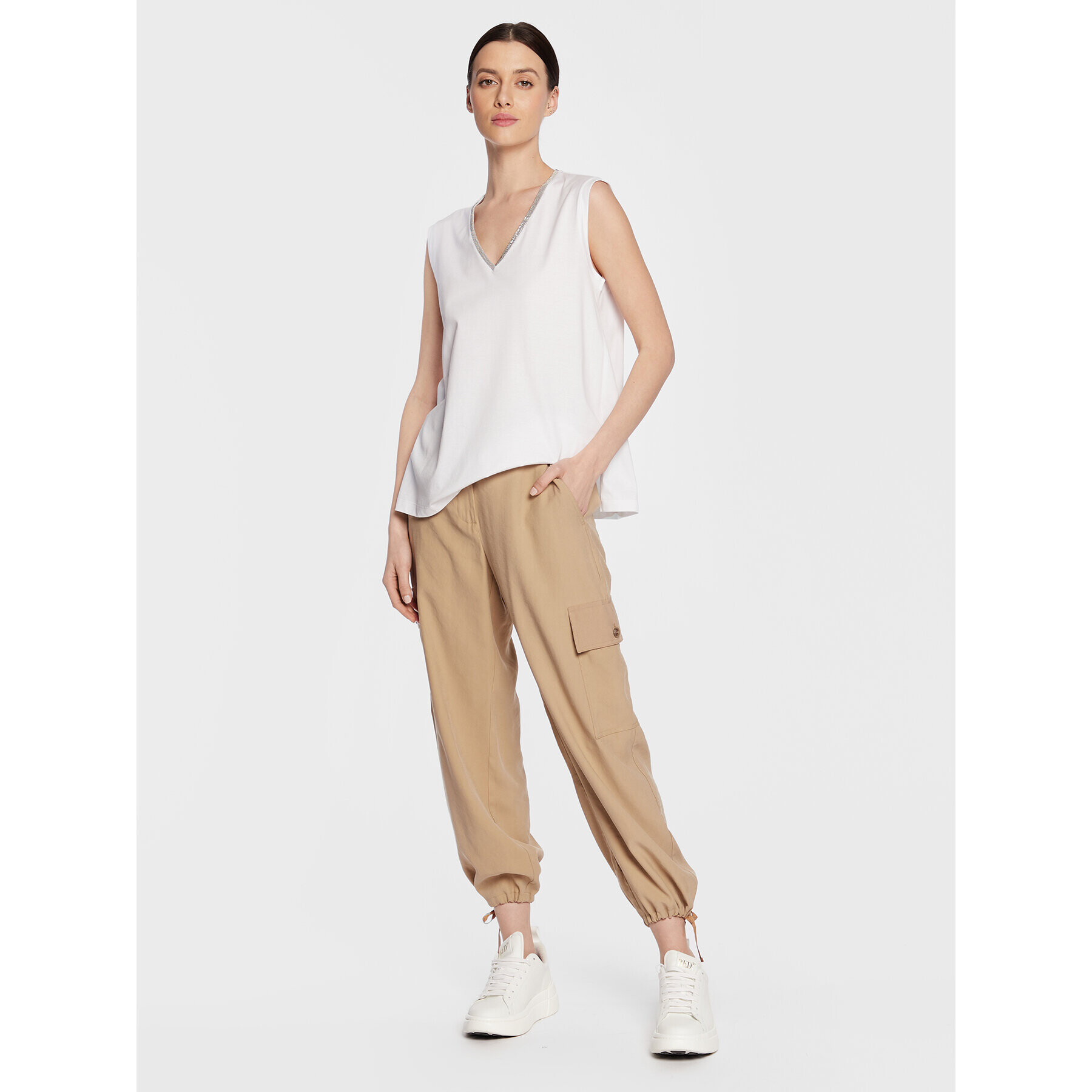 Fabiana Filippi Top JED273W138 Alb Regular Fit - Pled.ro