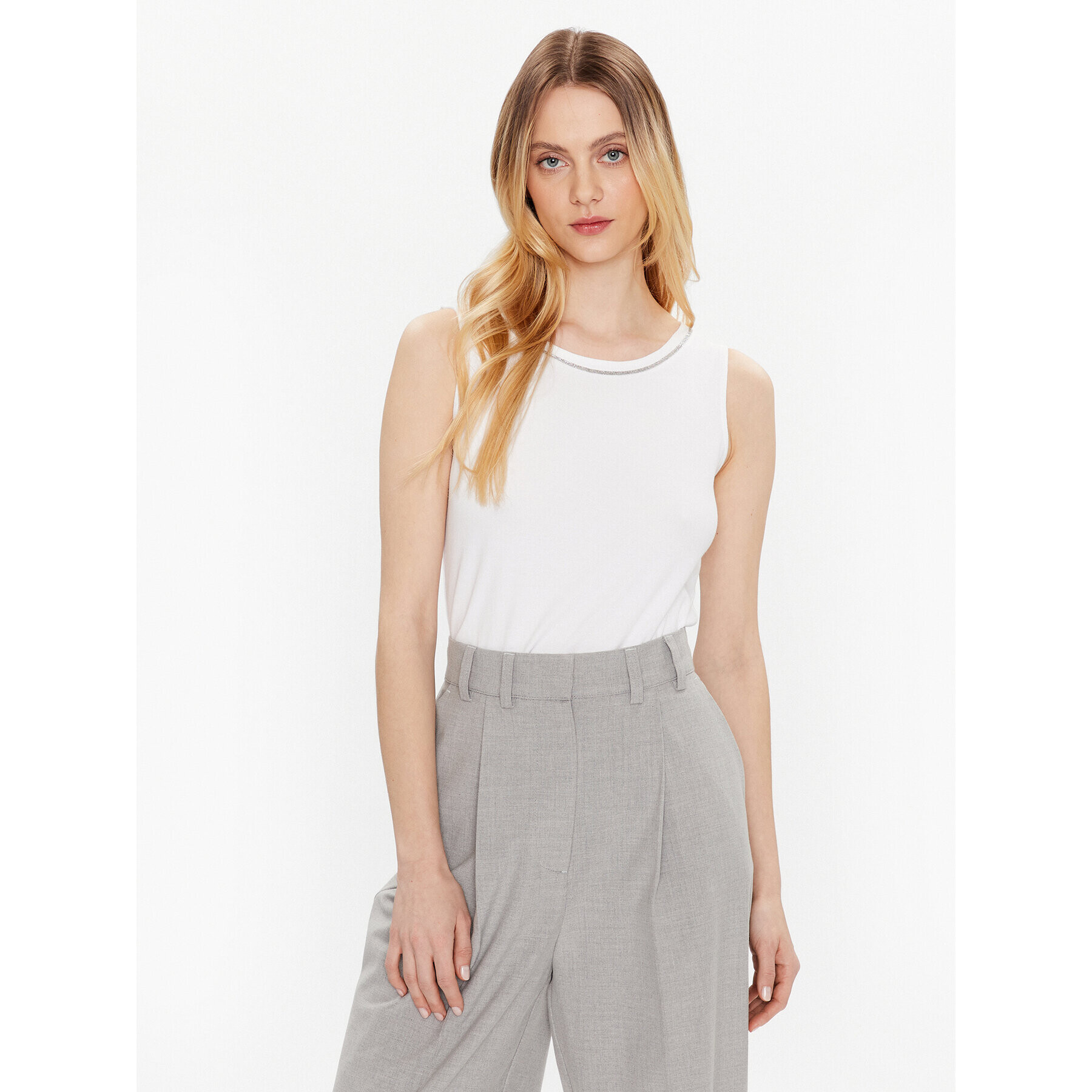 Fabiana Filippi Top JED273W150 Alb Regular Fit - Pled.ro