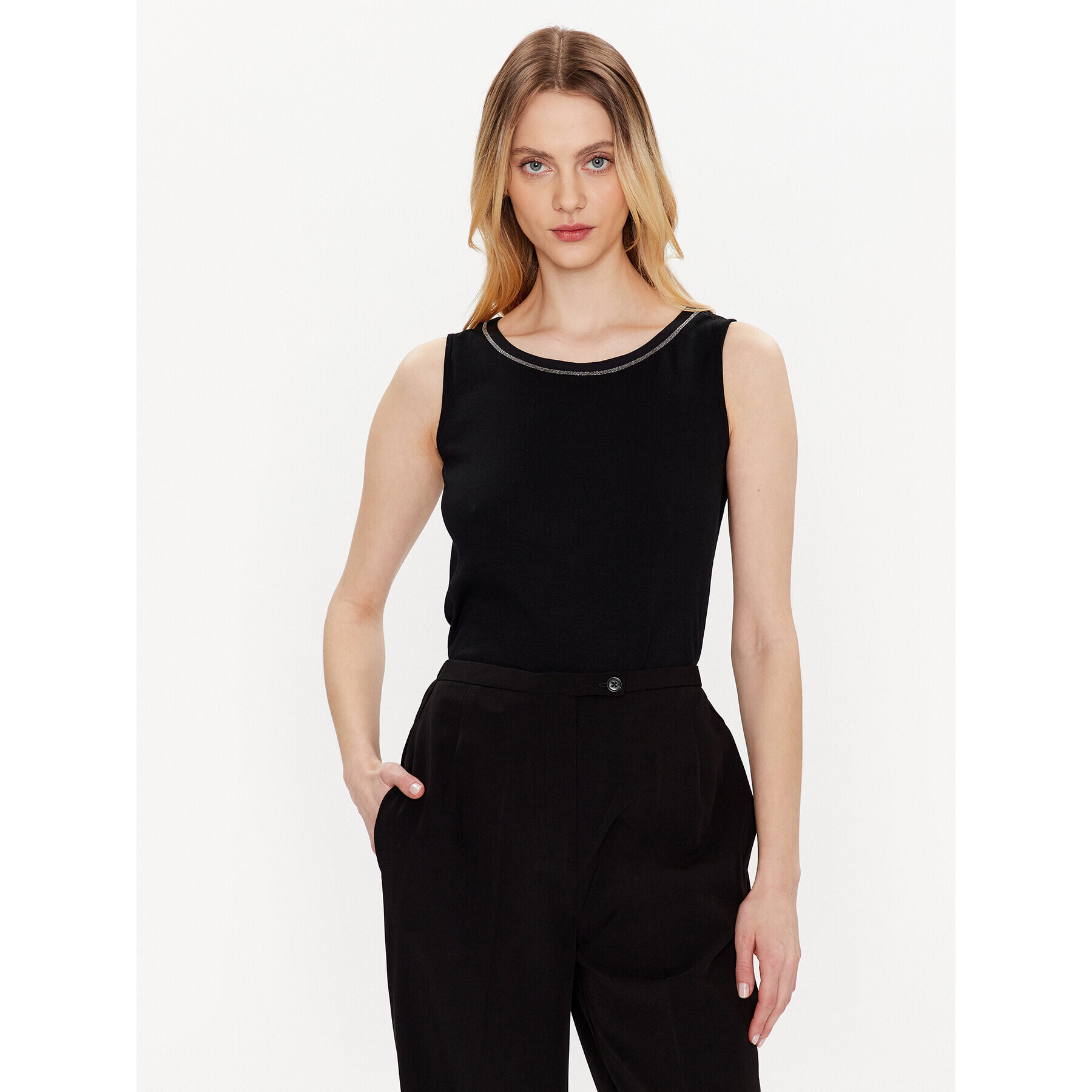 Fabiana Filippi Top JED273W150 Negru Regular Fit - Pled.ro