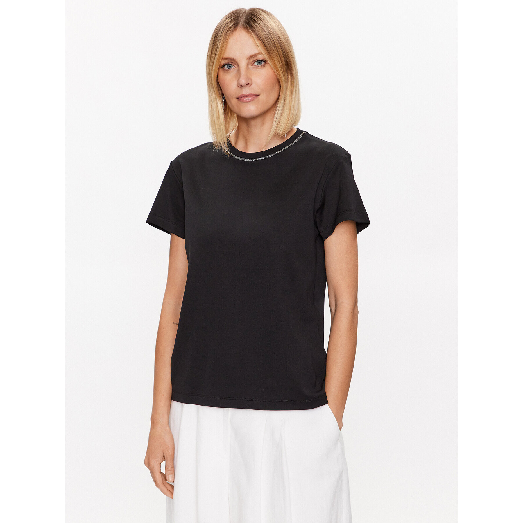 Fabiana Filippi Tricou JED273W126 Negru Regular Fit - Pled.ro