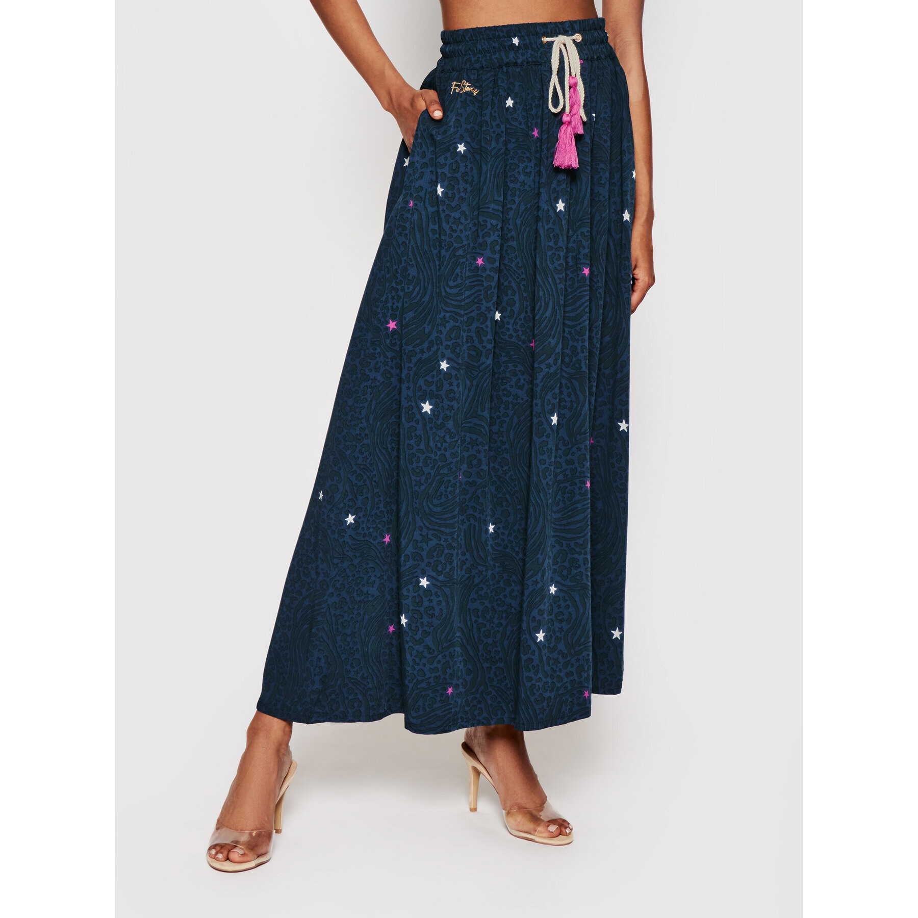 Femi Stories Fustă maxi Stiga Bleumarin Regular Fit - Pled.ro