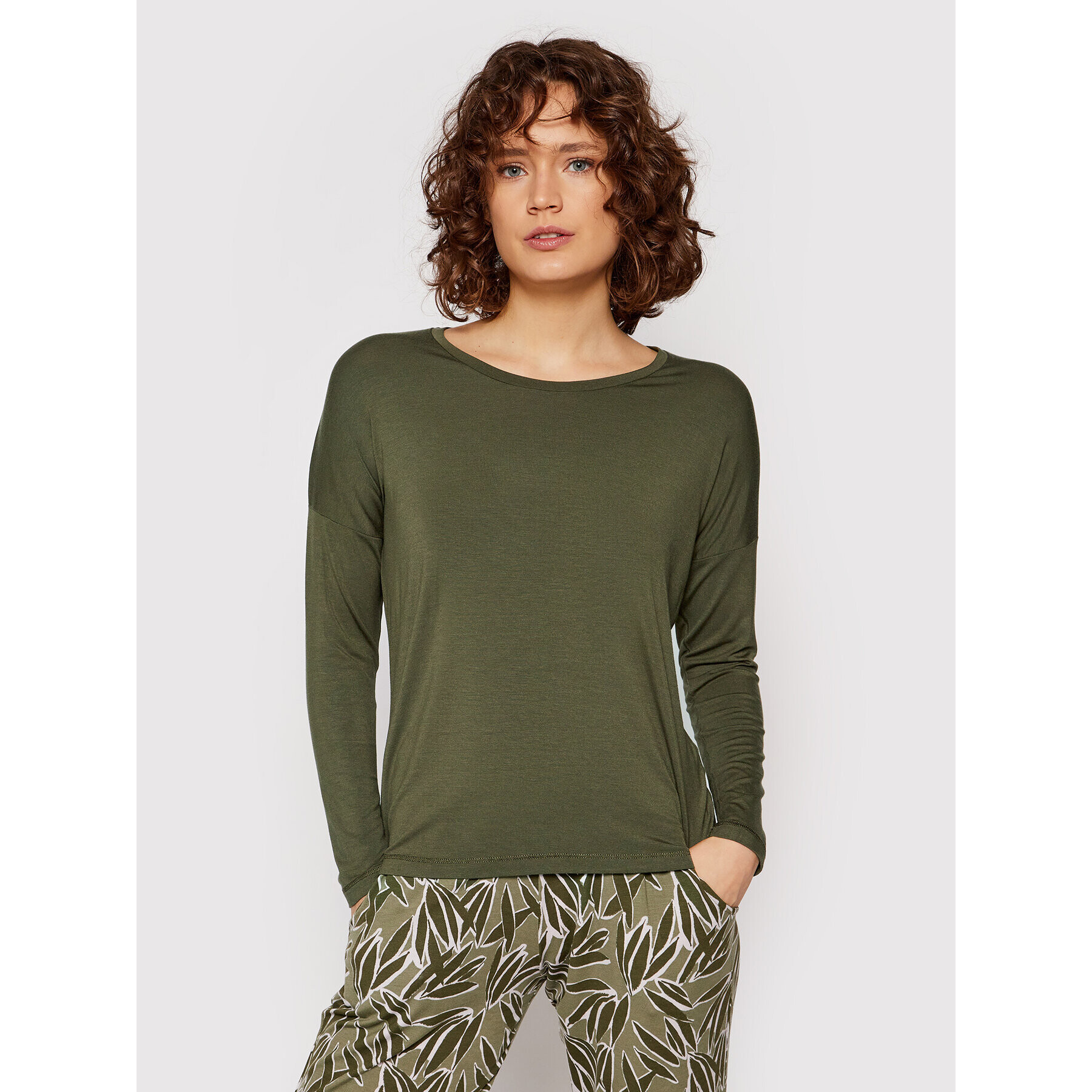 Femilet by Chantelle Cămașă pijama Yara FN7690 Verde Relaxed Fit - Pled.ro