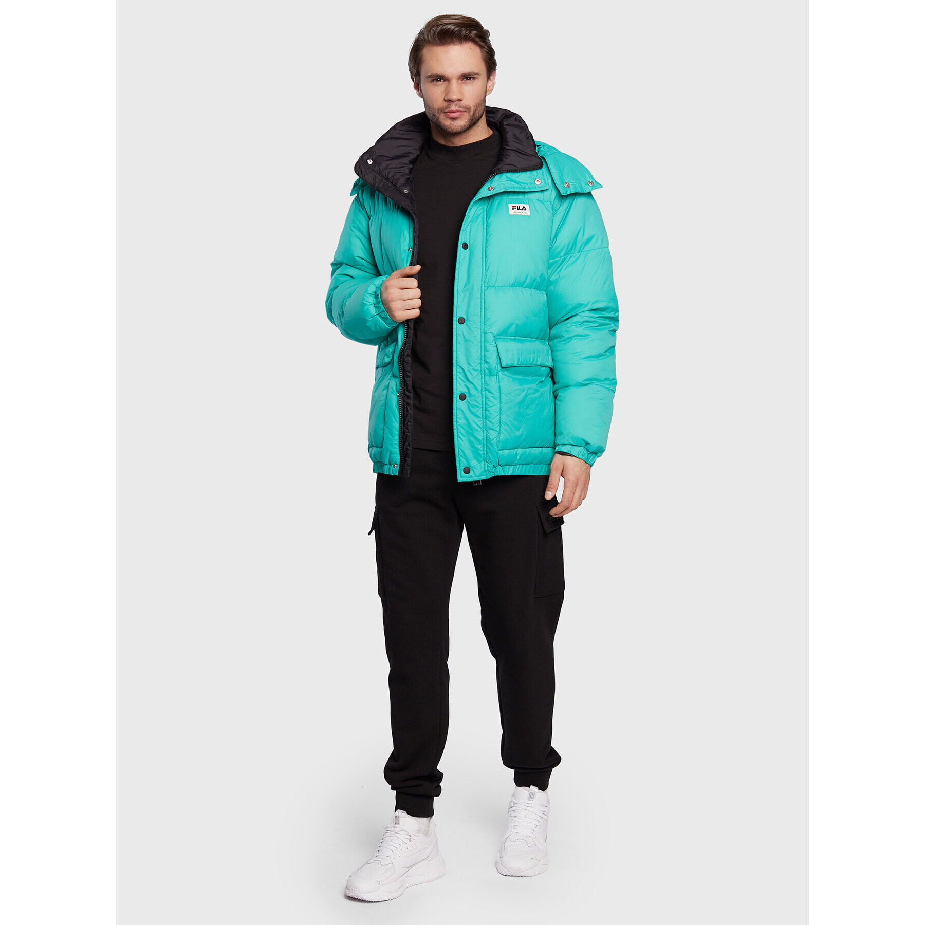 Fila Geacă din puf Tirebolu FAM0143 Verde Oversize - Pled.ro