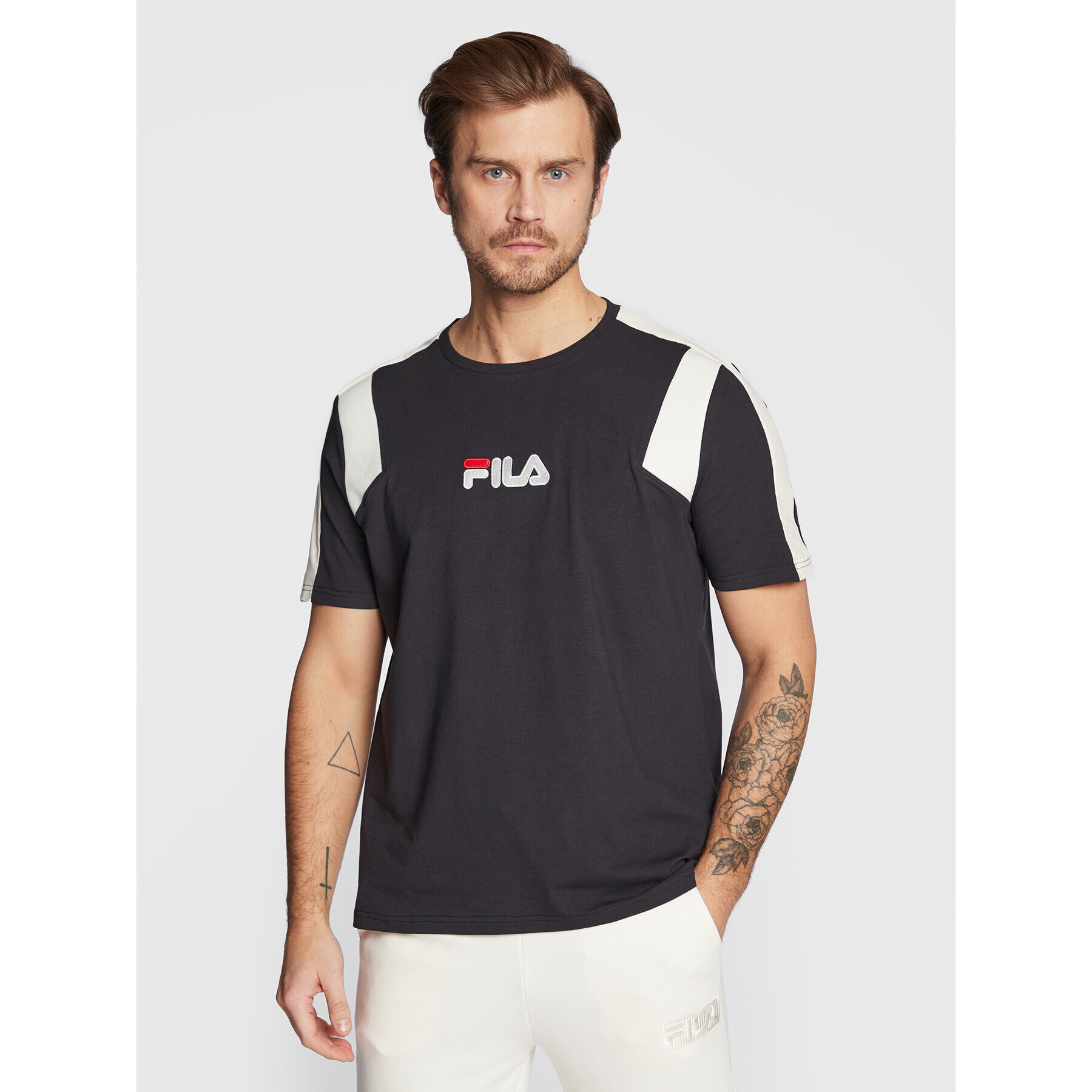 Fila Tricou Bormio FAM0175 Negru Regular Fit - Pled.ro