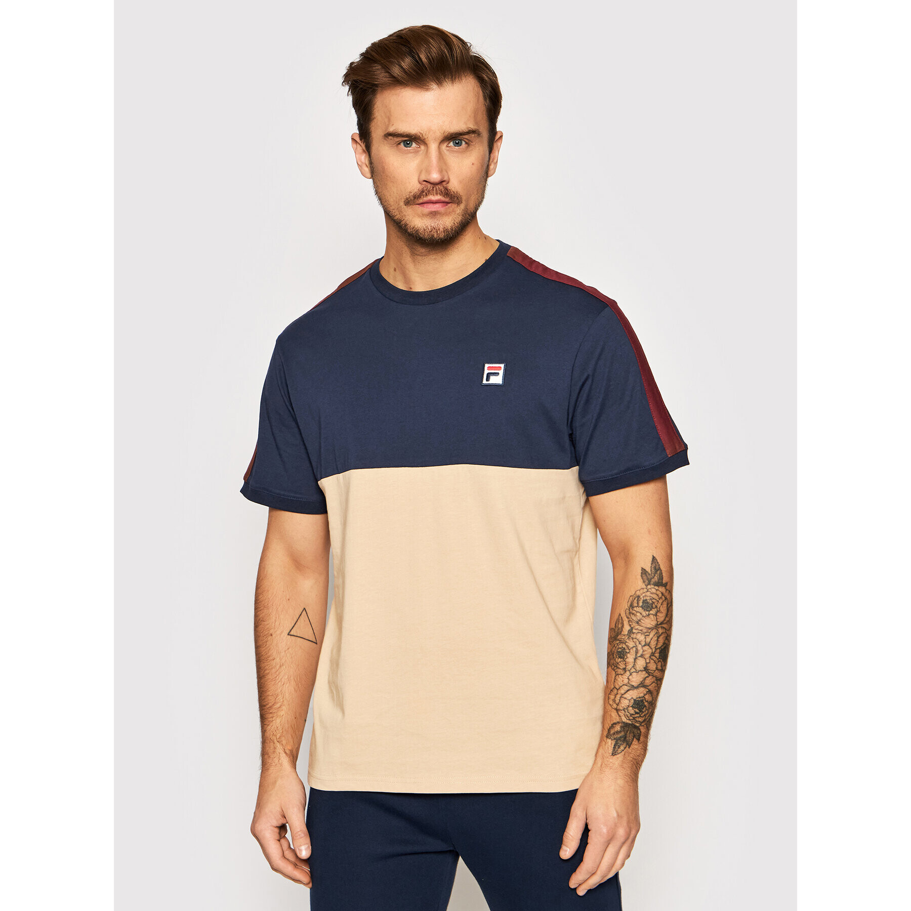 Fila Tricou Cian Blocked 688985 Bej Regular Fit - Pled.ro