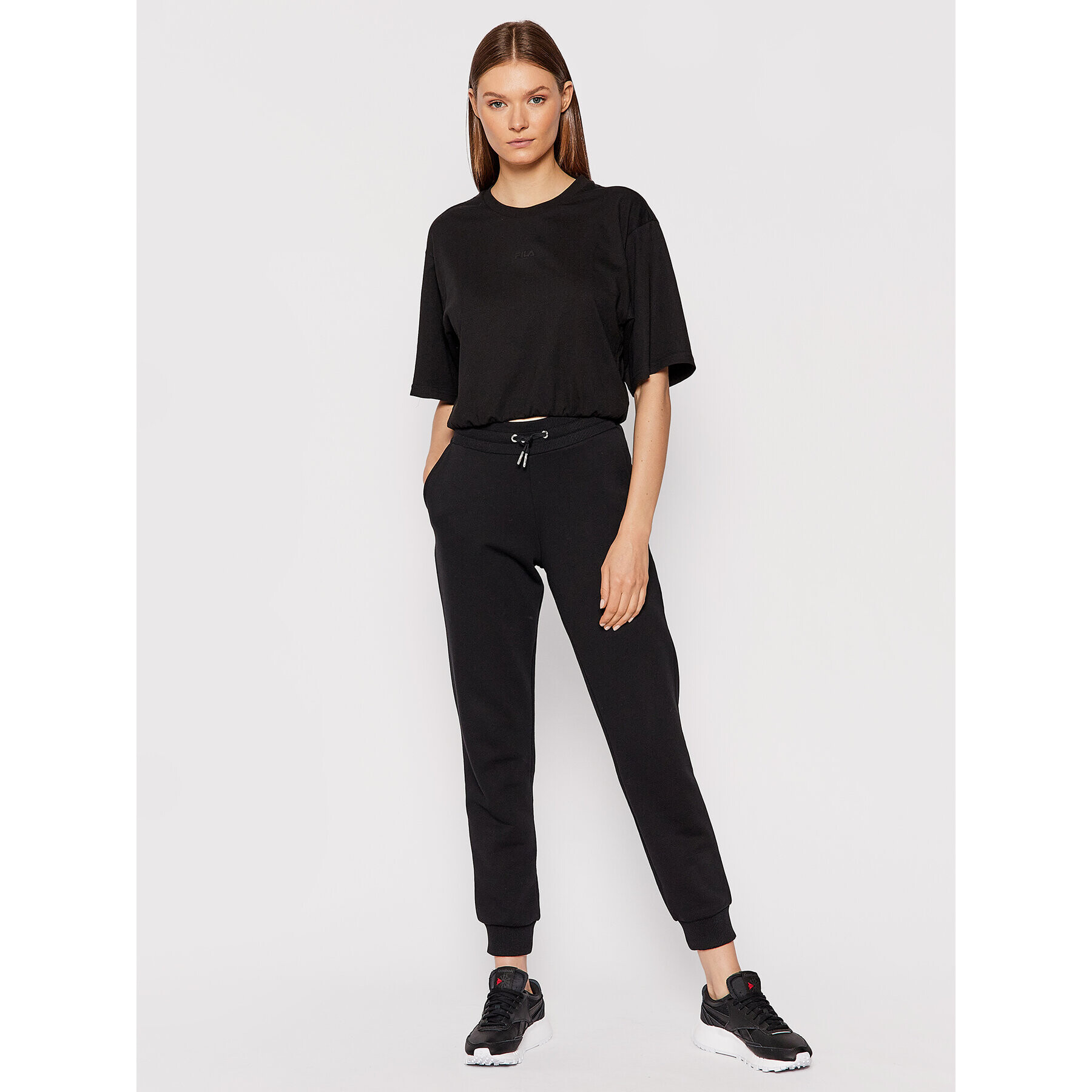 Fila Tricou Elastic Waist Tee 689000 Negru Cropped Fit - Pled.ro