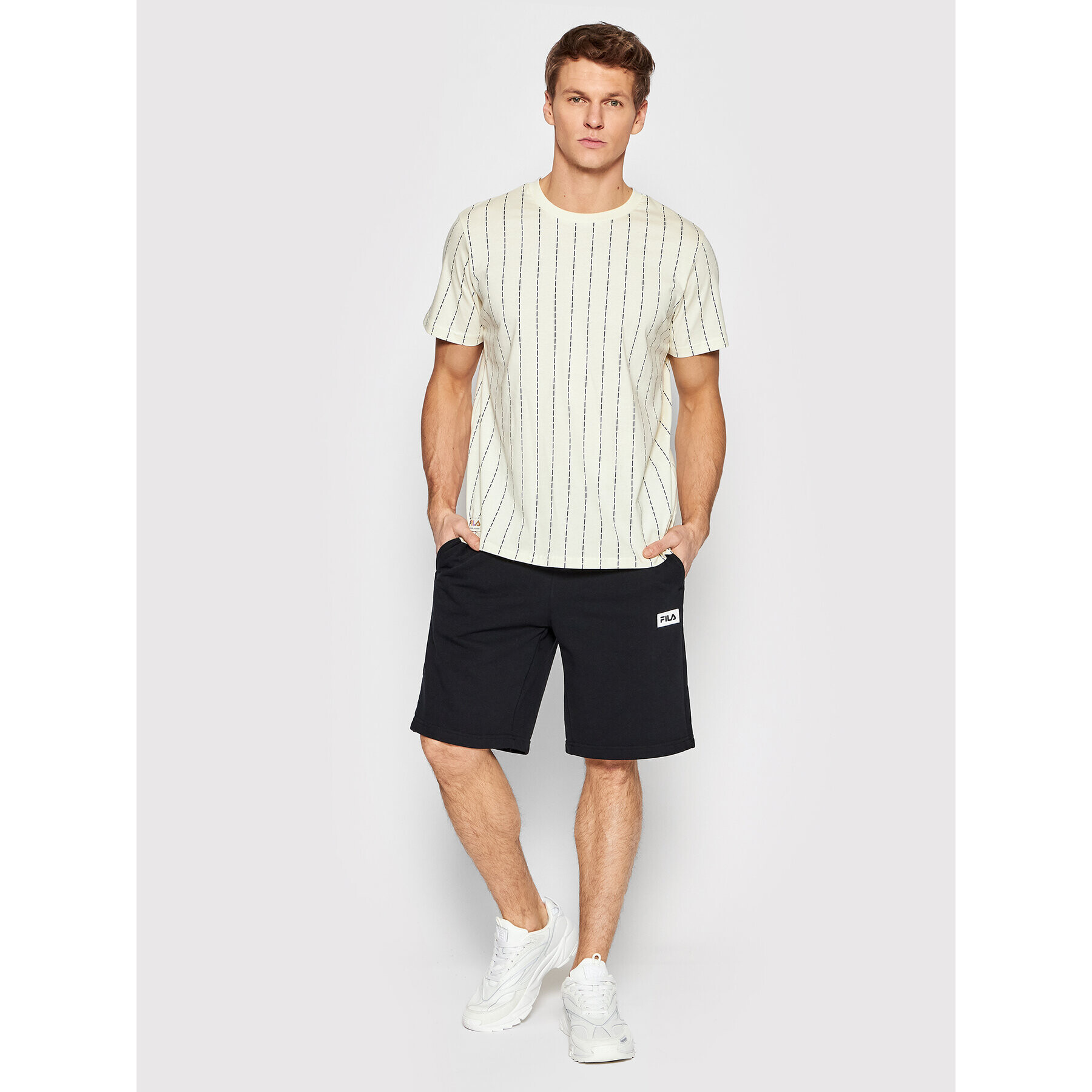 Fila Tricou Tanum Pinstripe FAM0027 Galben Regular Fit - Pled.ro