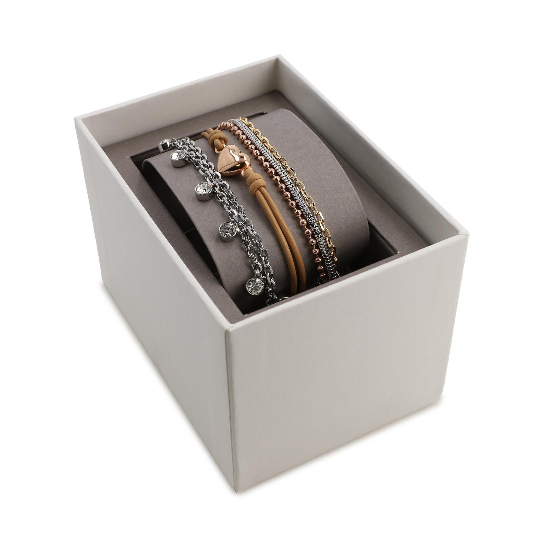 Fossil Set 3 brățări Tri-Tone Steel Bracelet Gift Set JGFTSET1042 Argintiu - Pled.ro