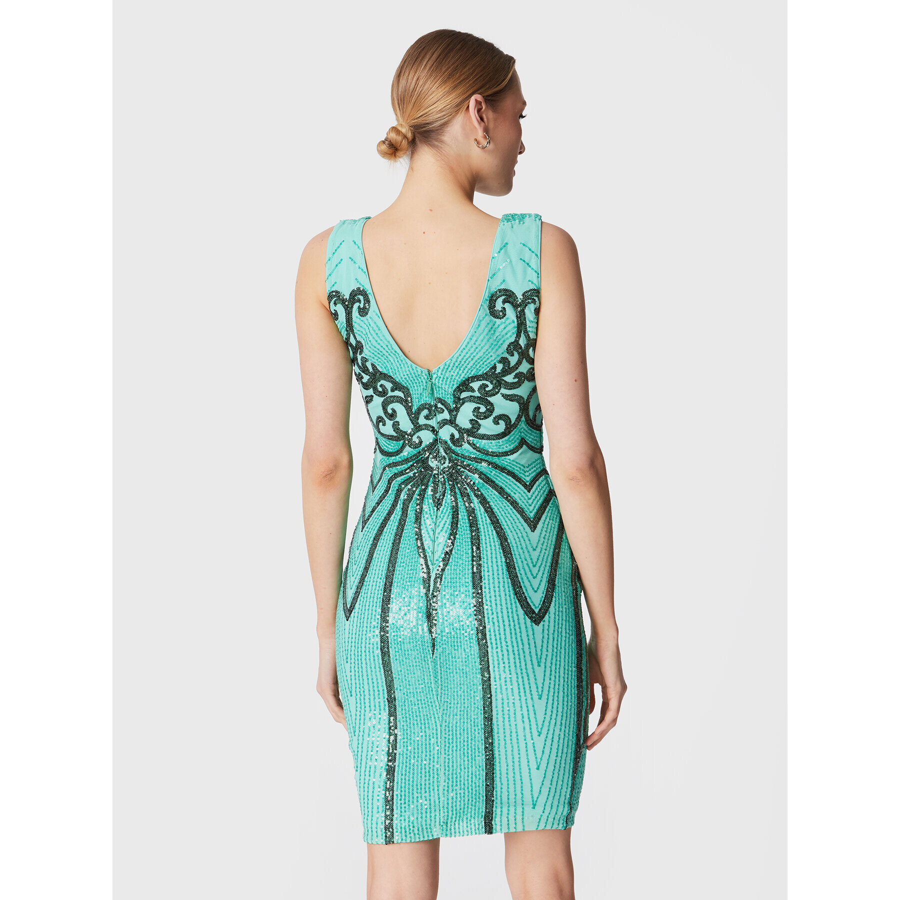 Fracomina Rochie cocktail FQ23SD1002W53601 Verde Slim Fit - Pled.ro