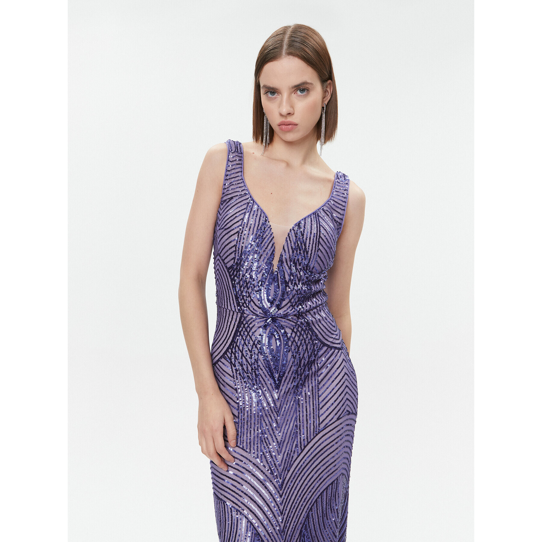 Fracomina Rochie de seară FQ23WD3005W66701 Violet Slim Fit - Pled.ro