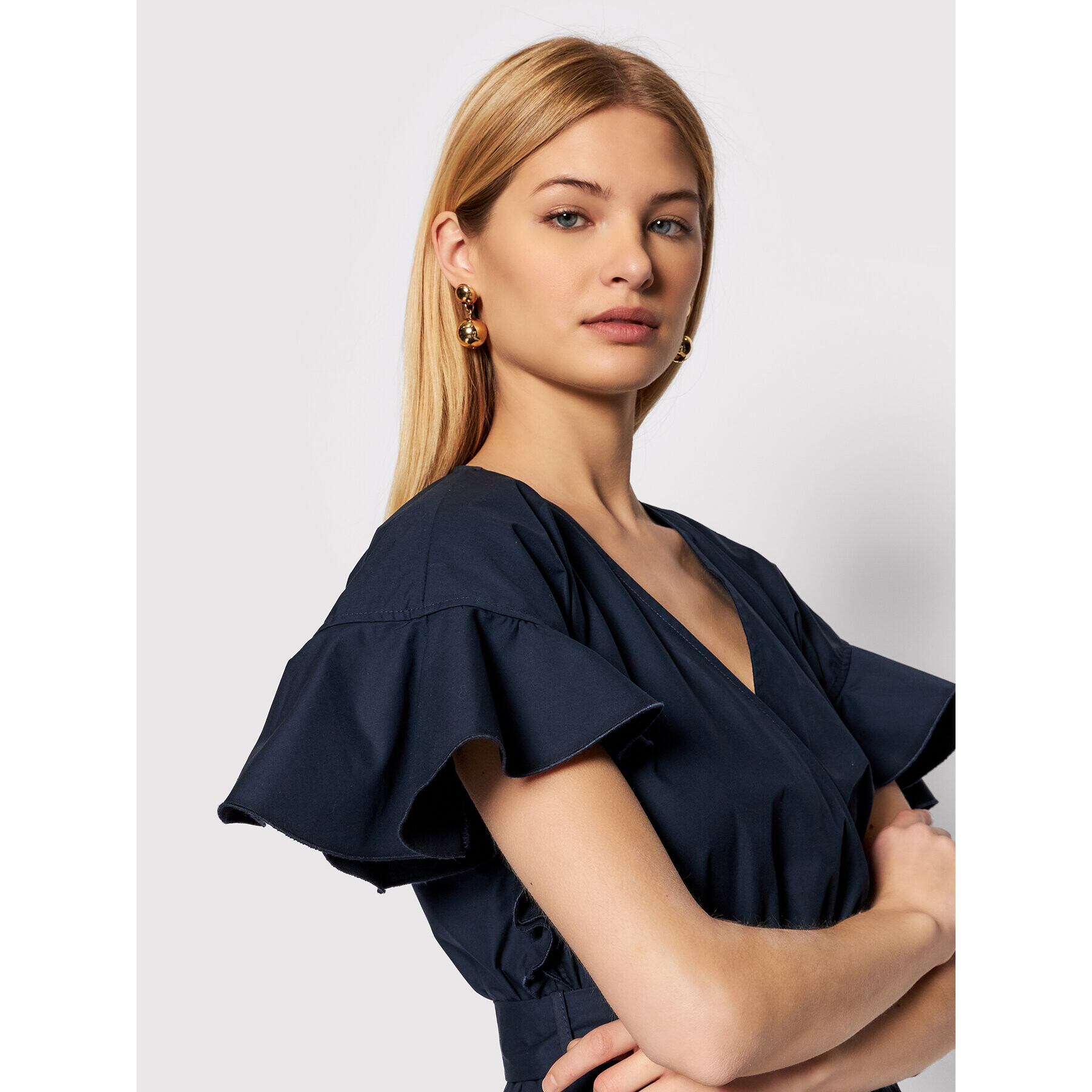 Fracomina Rochie de zi FP22SD1023W40001 Bleumarin Regular Fit - Pled.ro