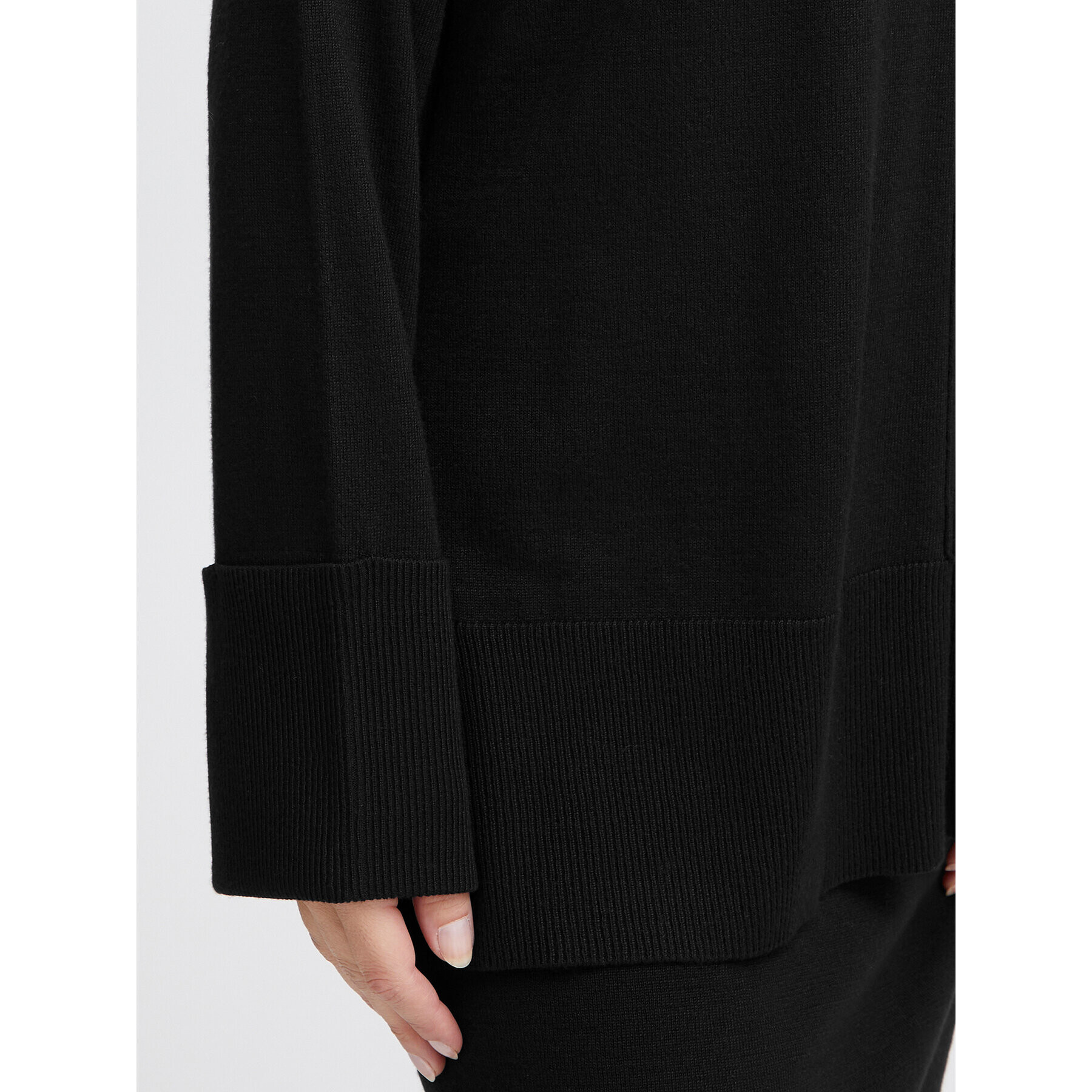 Fransa Bluză cu gât 20612741 Negru Relaxed Fit - Pled.ro