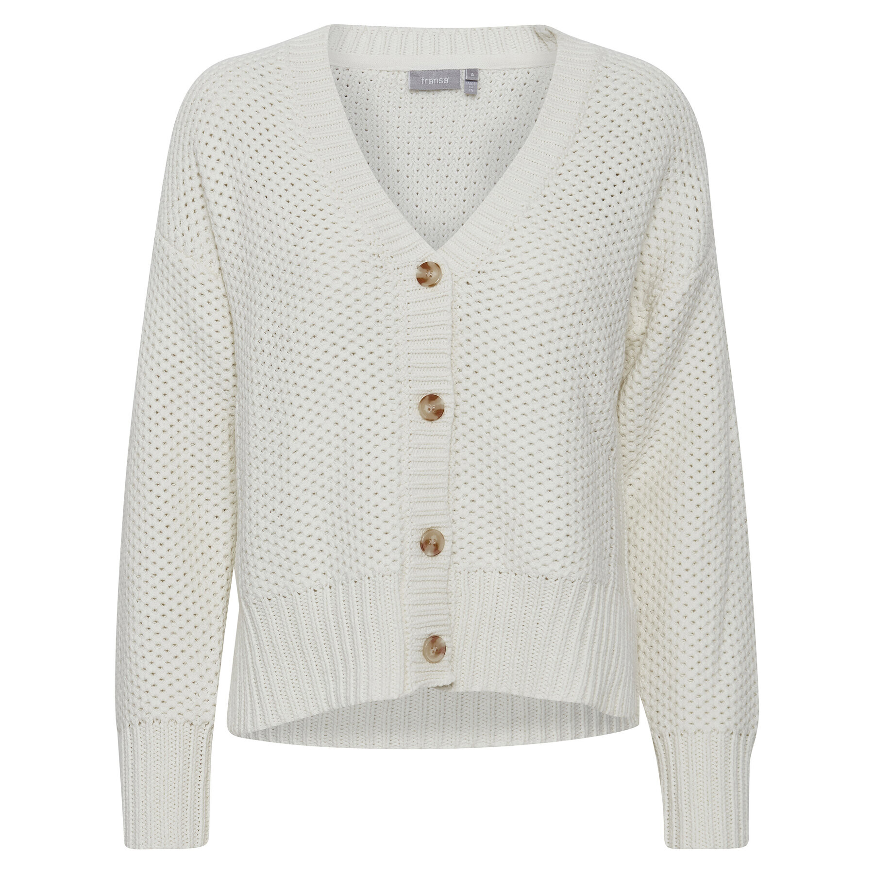 Fransa Cardigan 20611727 Écru Regular Fit - Pled.ro