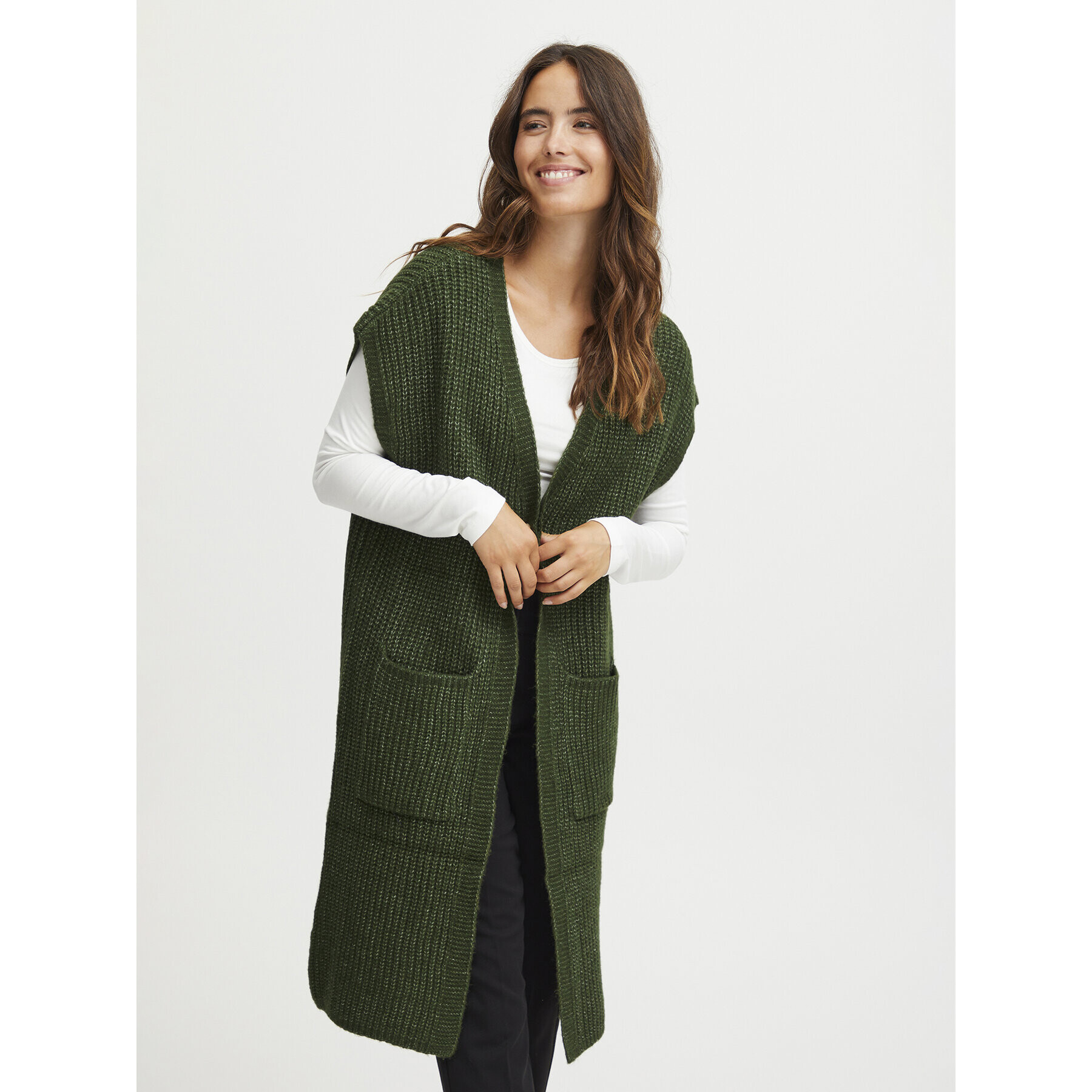 Fransa Cardigan 20612719 Verde Regular Fit - Pled.ro