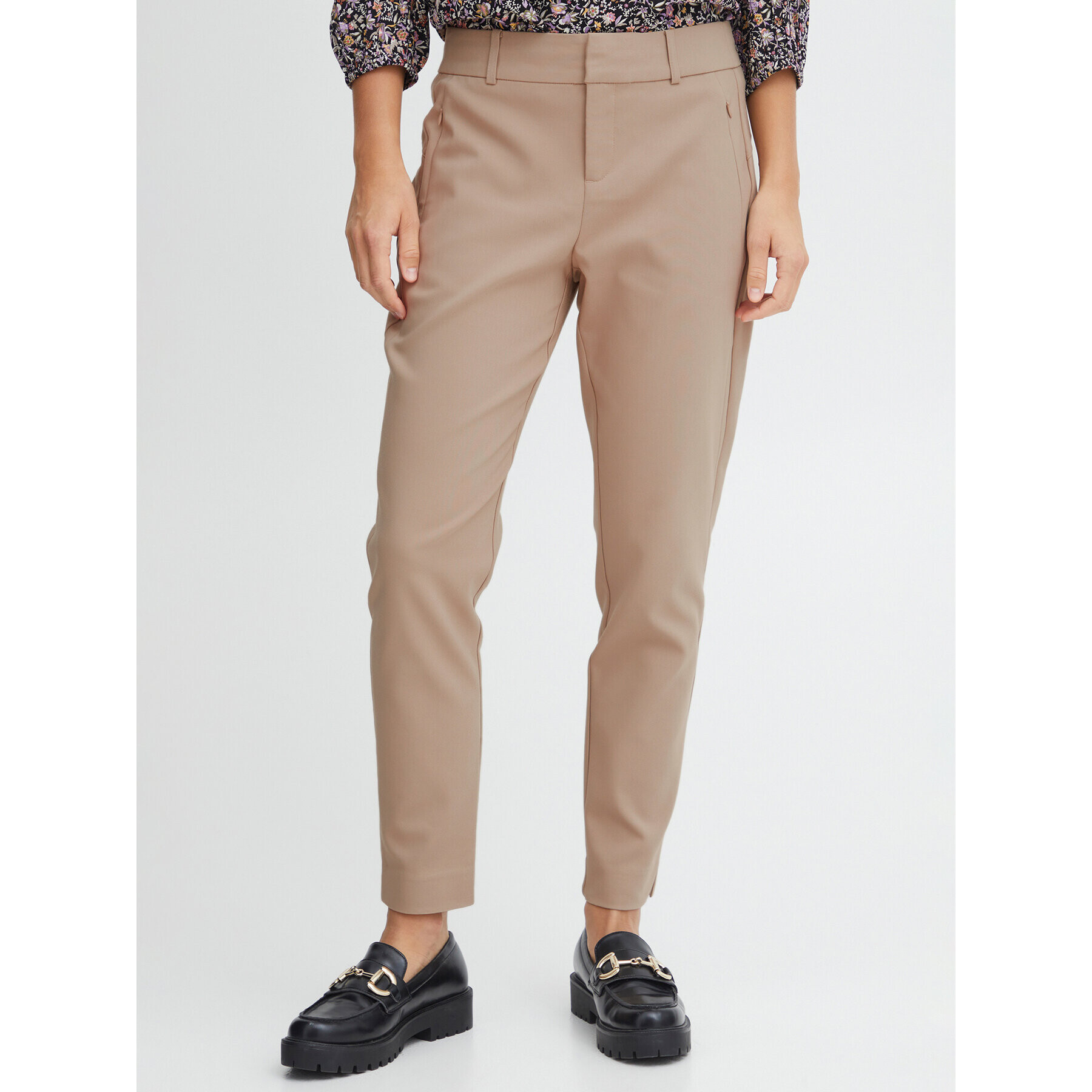 Fransa Pantaloni chino 20610983 Bej Curvy Fit - Pled.ro