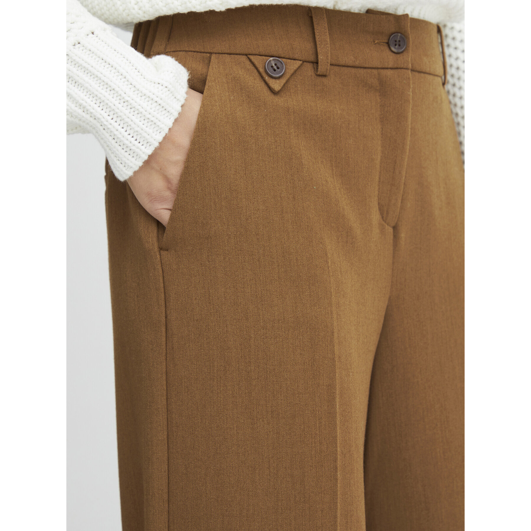 Fransa Pantaloni din material 20611709 Maro Regular Fit - Pled.ro