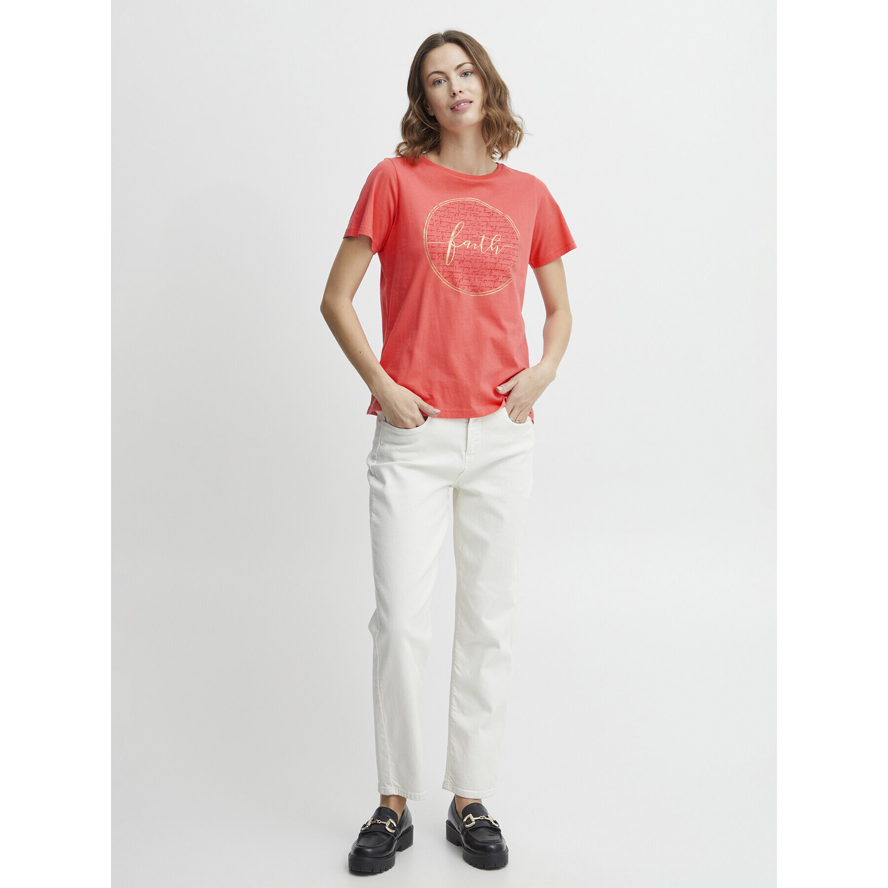 Fransa Tricou 20611797 Coral Regular Fit - Pled.ro