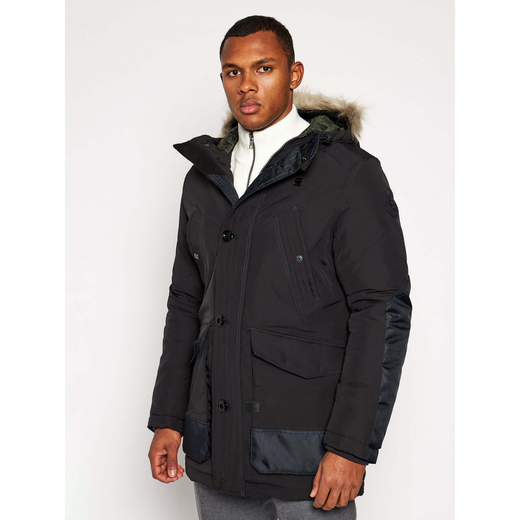 G-Star Raw Hanorac Vodan Faux Fur D17614-A281-6484 Negru Regular Fit - Pled.ro