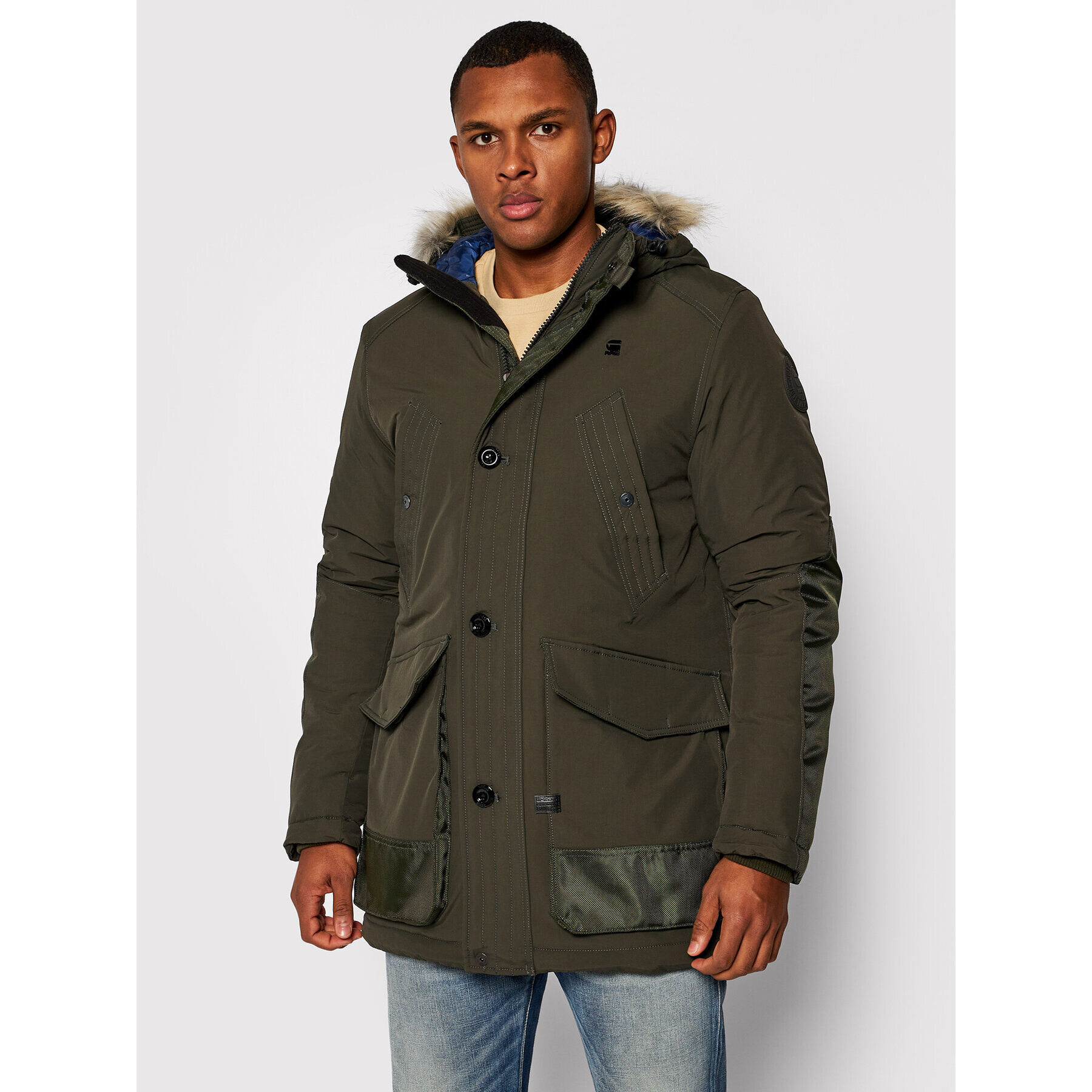 G-Star Raw Hanorac Vodan Faux Fur D17614-A281-995 Verde Regular Fit - Pled.ro