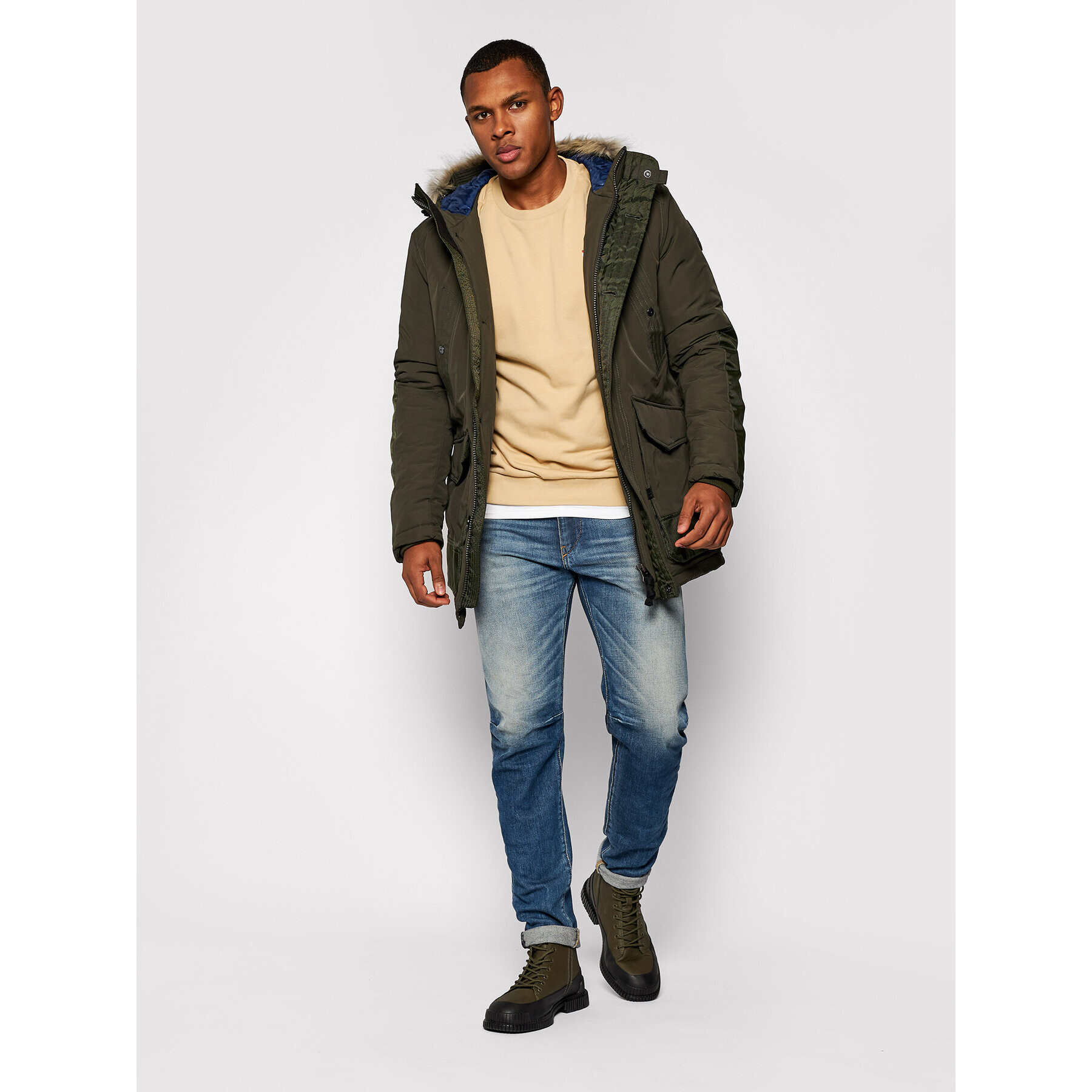 G-Star Raw Hanorac Vodan Faux Fur D17614-A281-995 Verde Regular Fit - Pled.ro