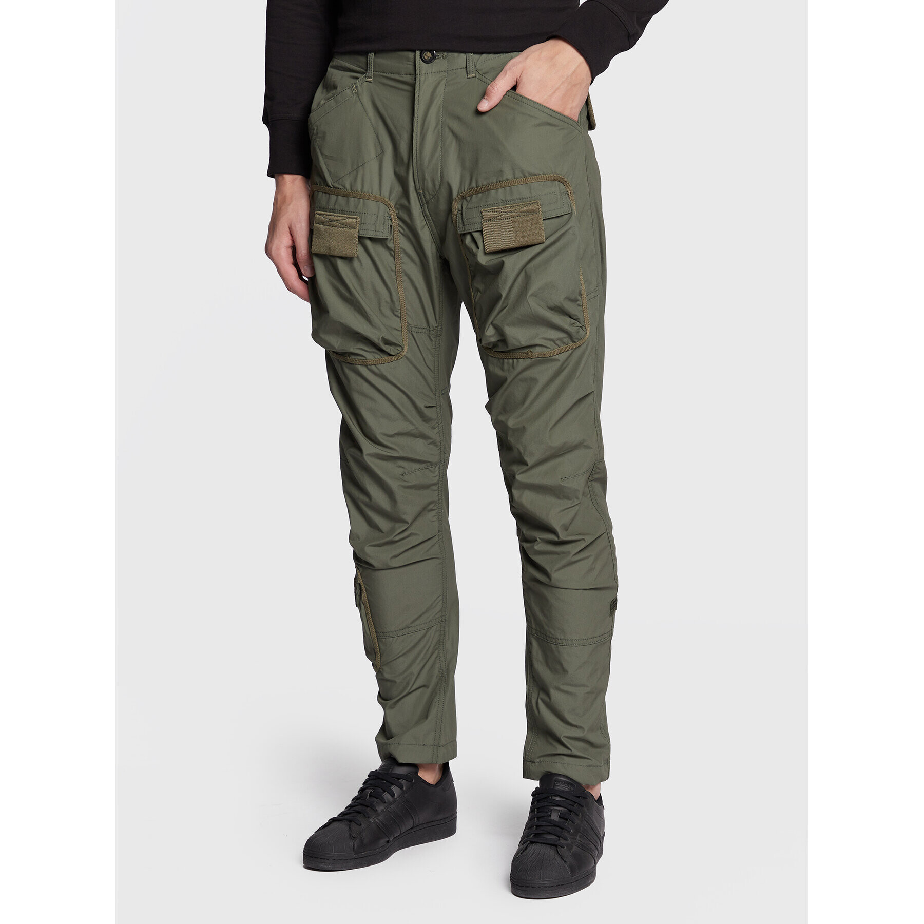 G-Star Raw Pantaloni din material 3D Cargo D19756-A790-8165 Verde Regular Fit - Pled.ro