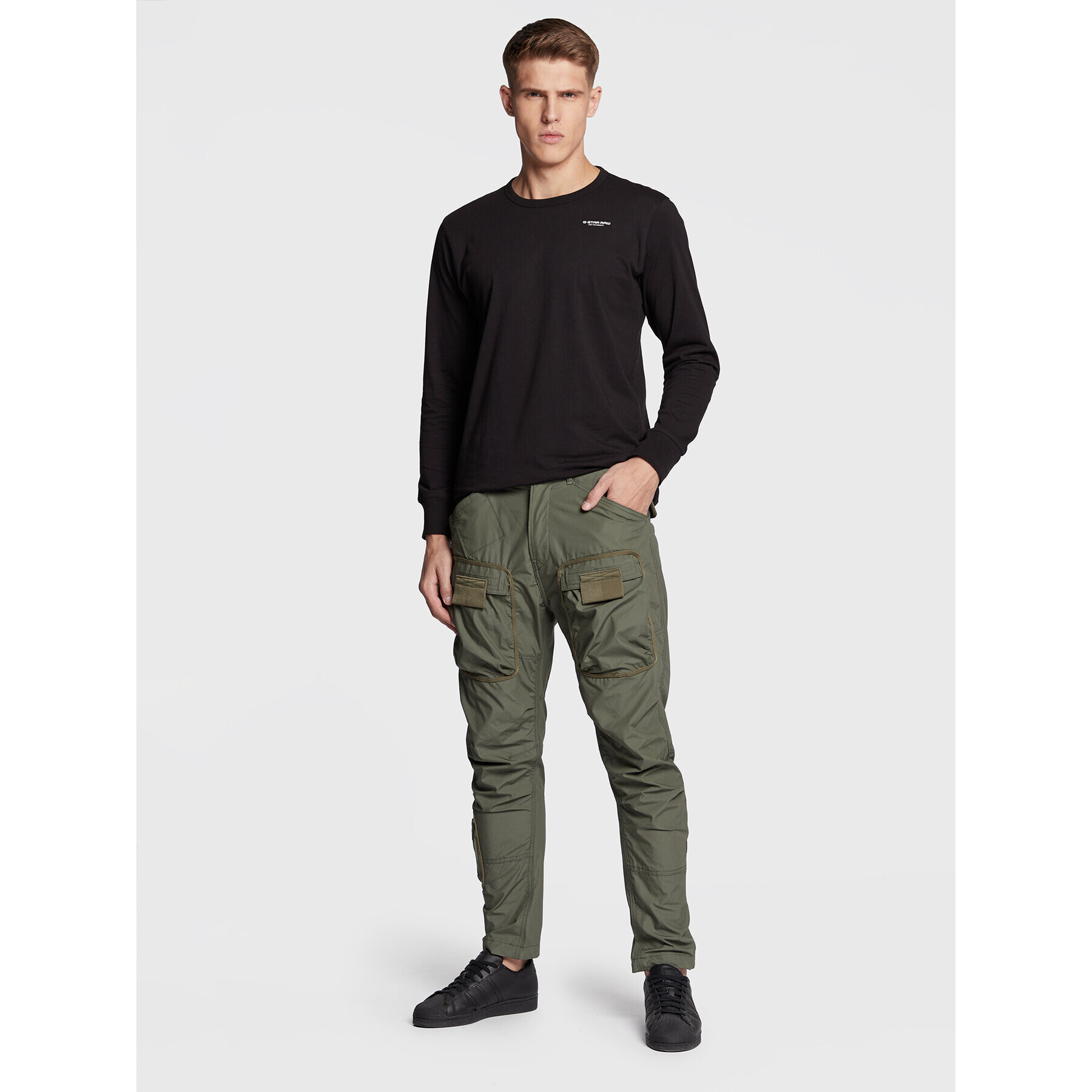 G-Star Raw Pantaloni din material 3D Cargo D19756-A790-8165 Verde Regular Fit - Pled.ro