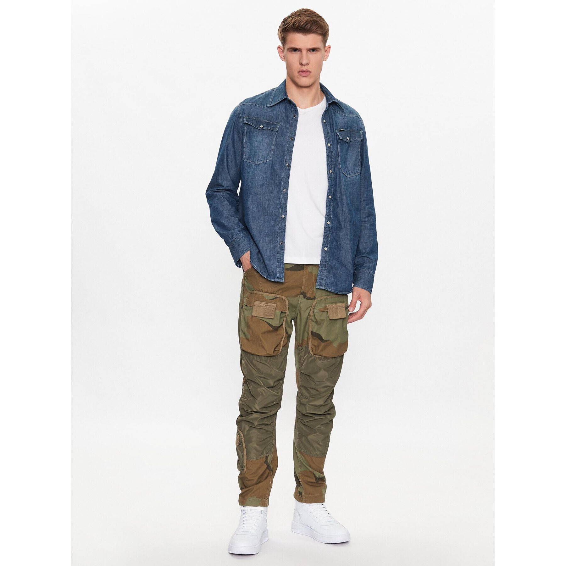 G-Star Raw Pantaloni din material D19756-D386-D936 Verde Tapered Fit - Pled.ro