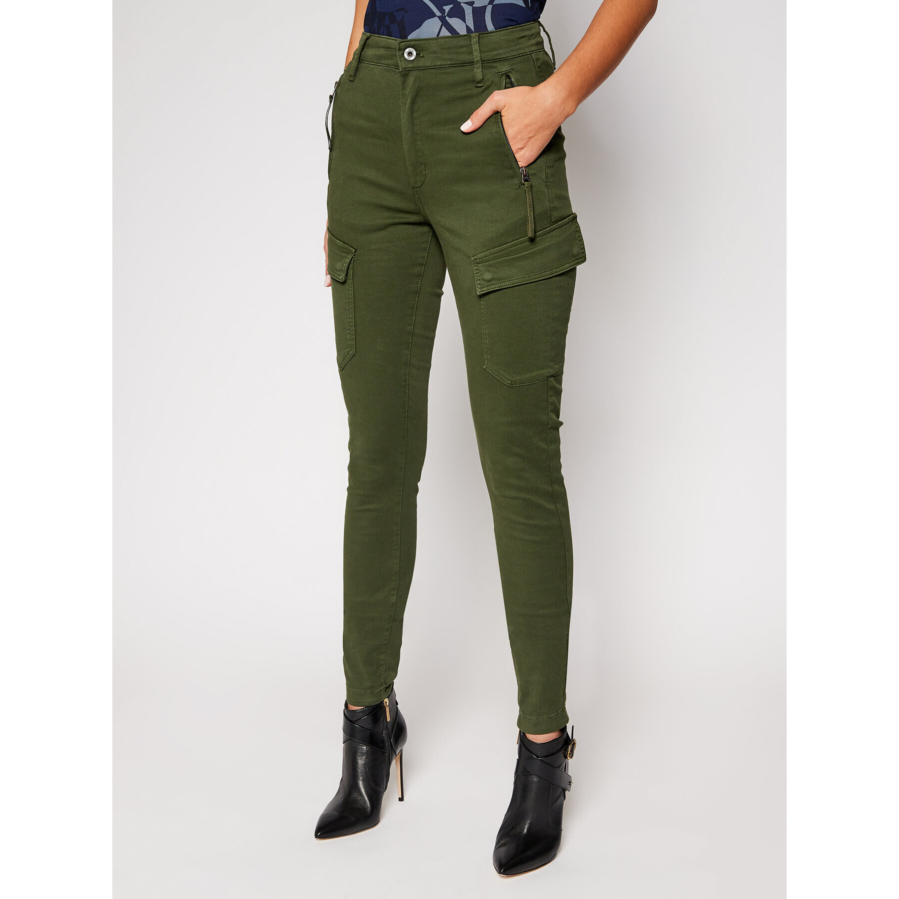 G-Star Raw Pantaloni din material High G-Shape D18051-C106-C026 Verde Skinny Fit - Pled.ro