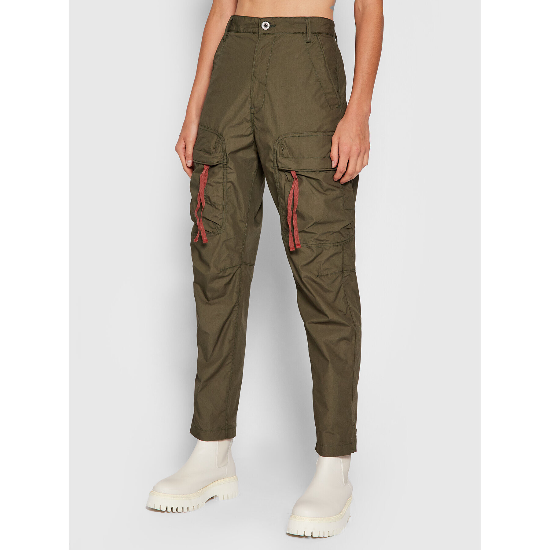 G-Star Raw Pantaloni din material Pabe Poplin Verde Regular Fit - Pled.ro