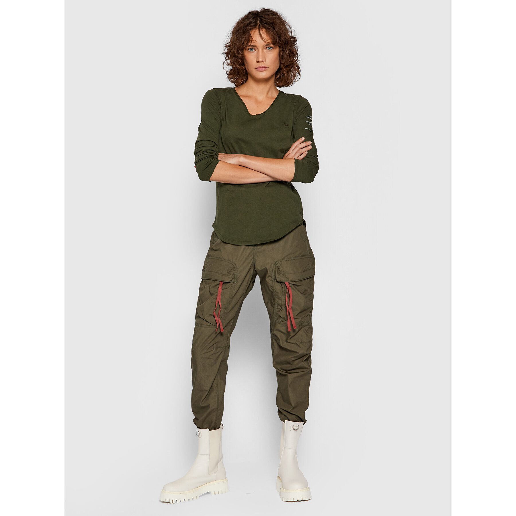 G-Star Raw Pantaloni din material Pabe Poplin Verde Regular Fit - Pled.ro