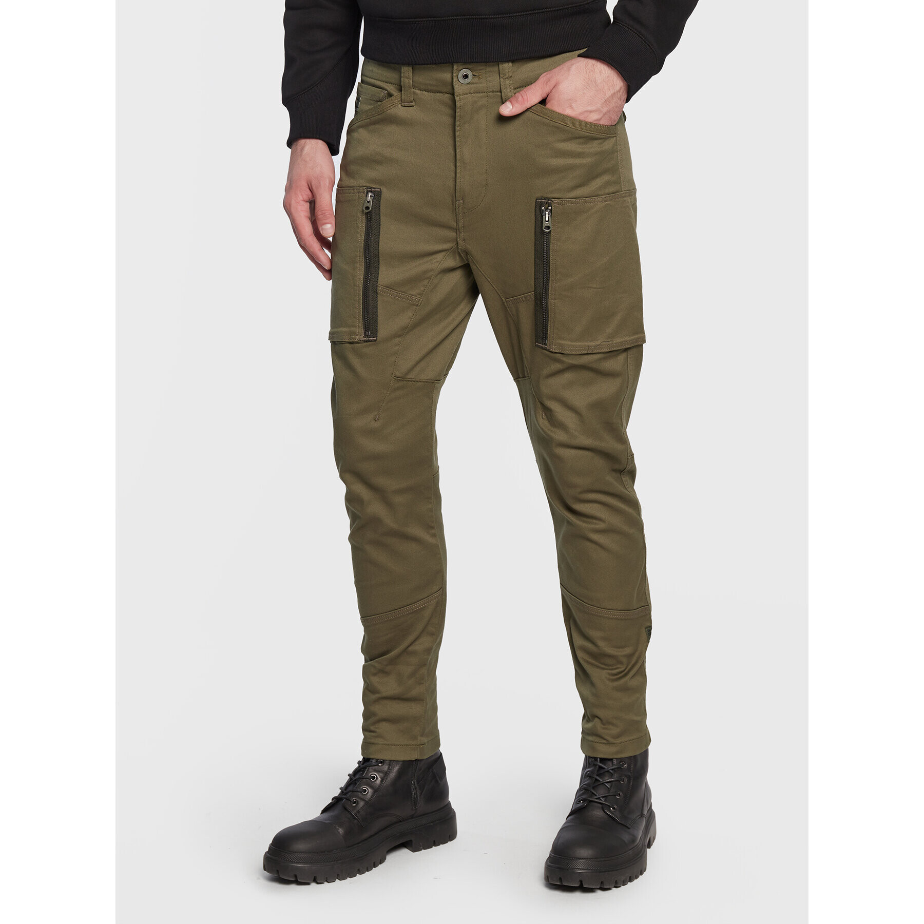 G-Star Raw Pantaloni din material Zip Pocket 3D D21975-C105-B230 Verde Skinny Fit - Pled.ro