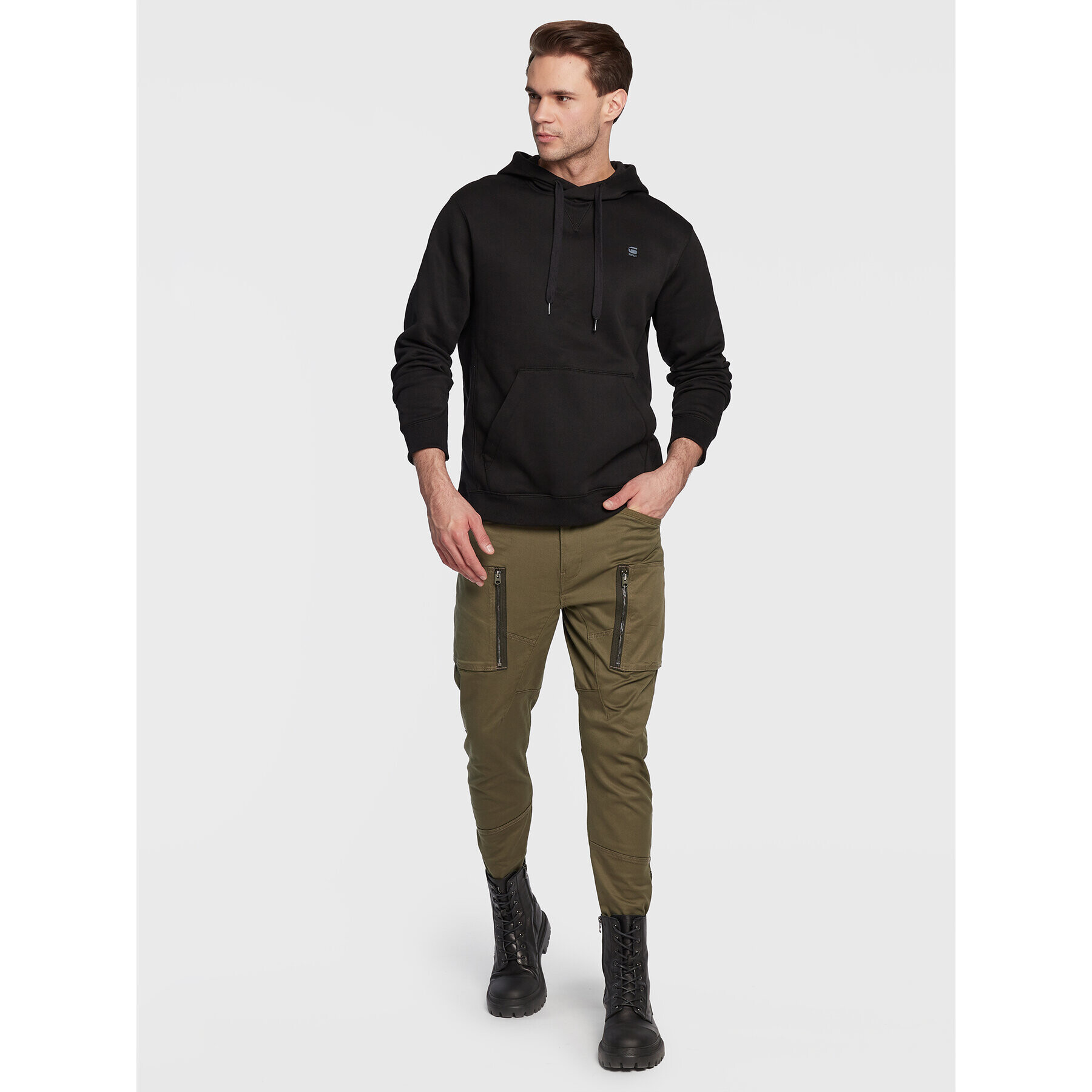 G-Star Raw Pantaloni din material Zip Pocket 3D D21975-C105-B230 Verde Skinny Fit - Pled.ro